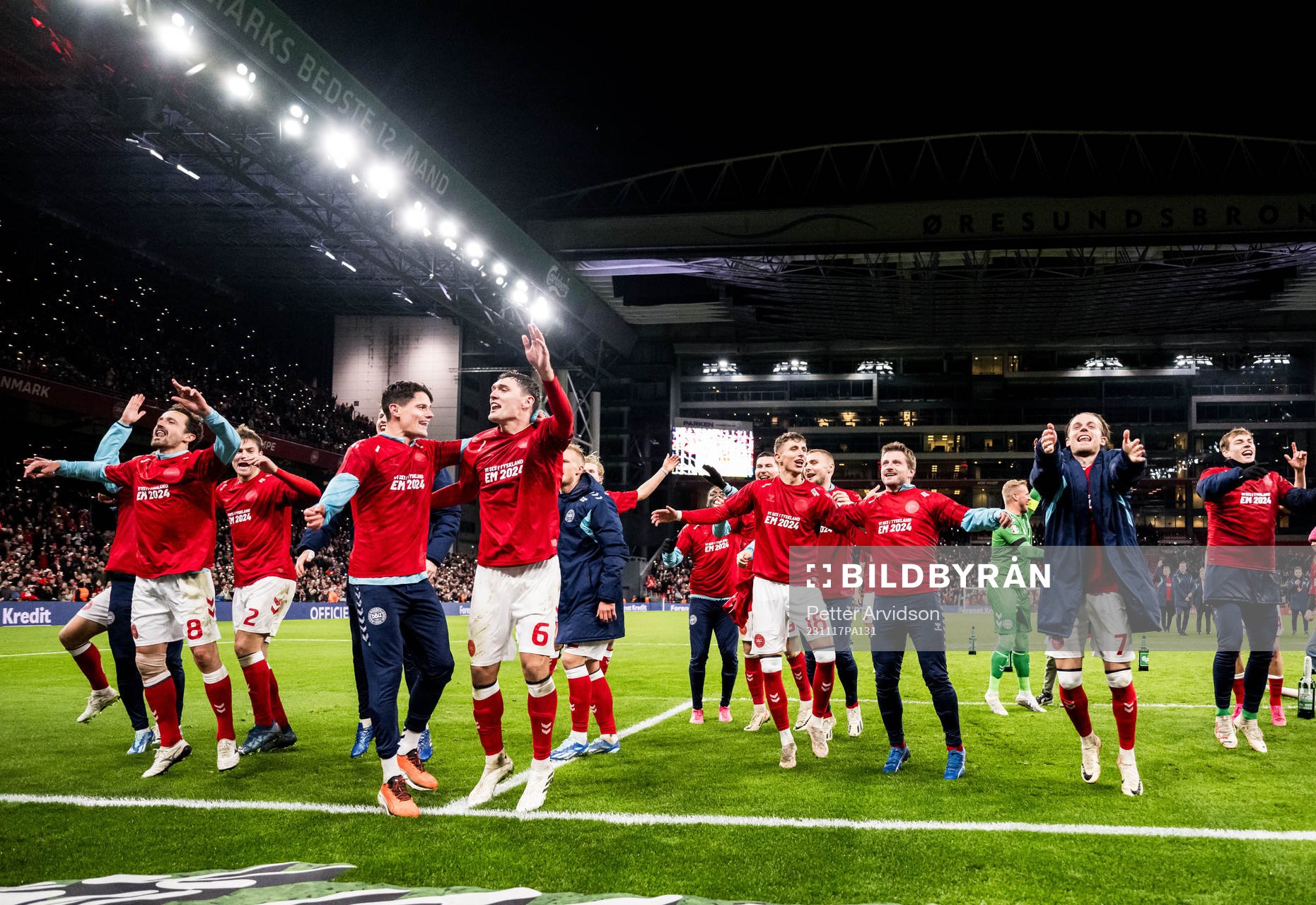 Players of Denmark celebrate