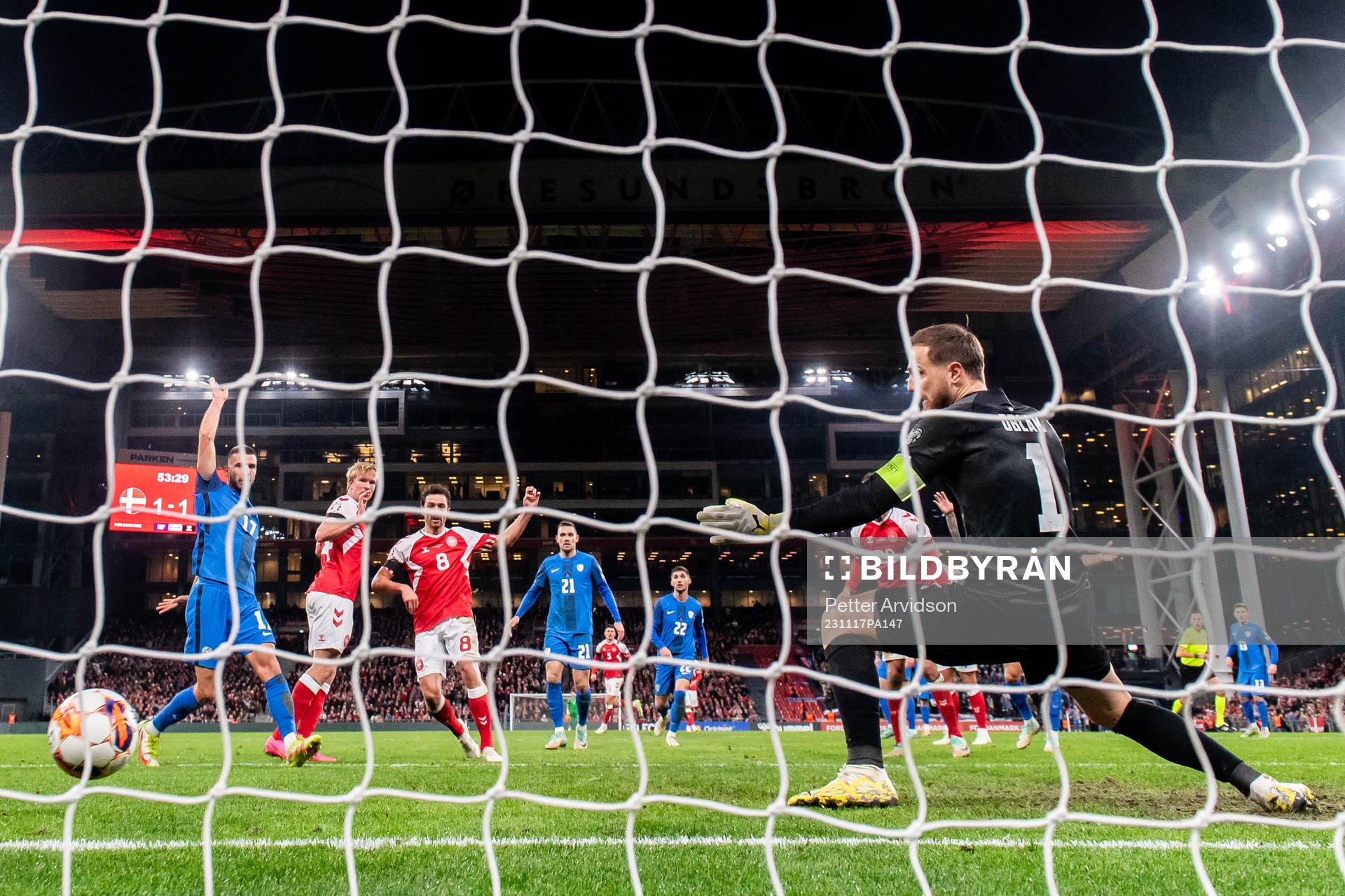 Thomas Delaney of Denmark scores the 2-1 goal against