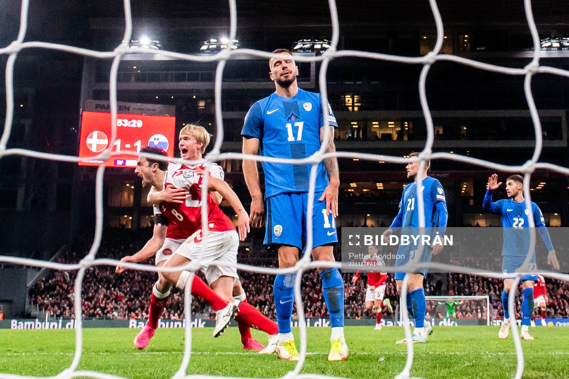 Thomas Delaney and Victor Kristiansen of Denmark celebrate