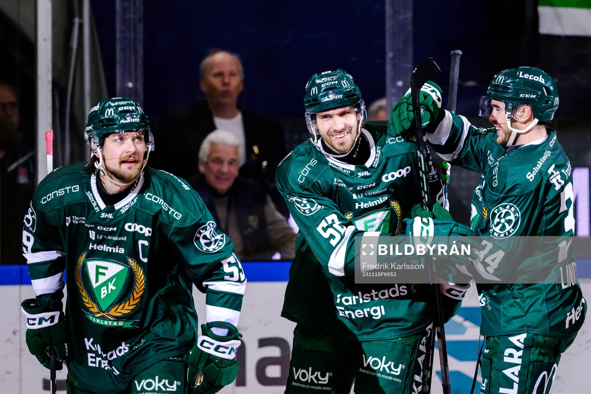 Färjestads Linus Johansson, August Tornberg, Michael