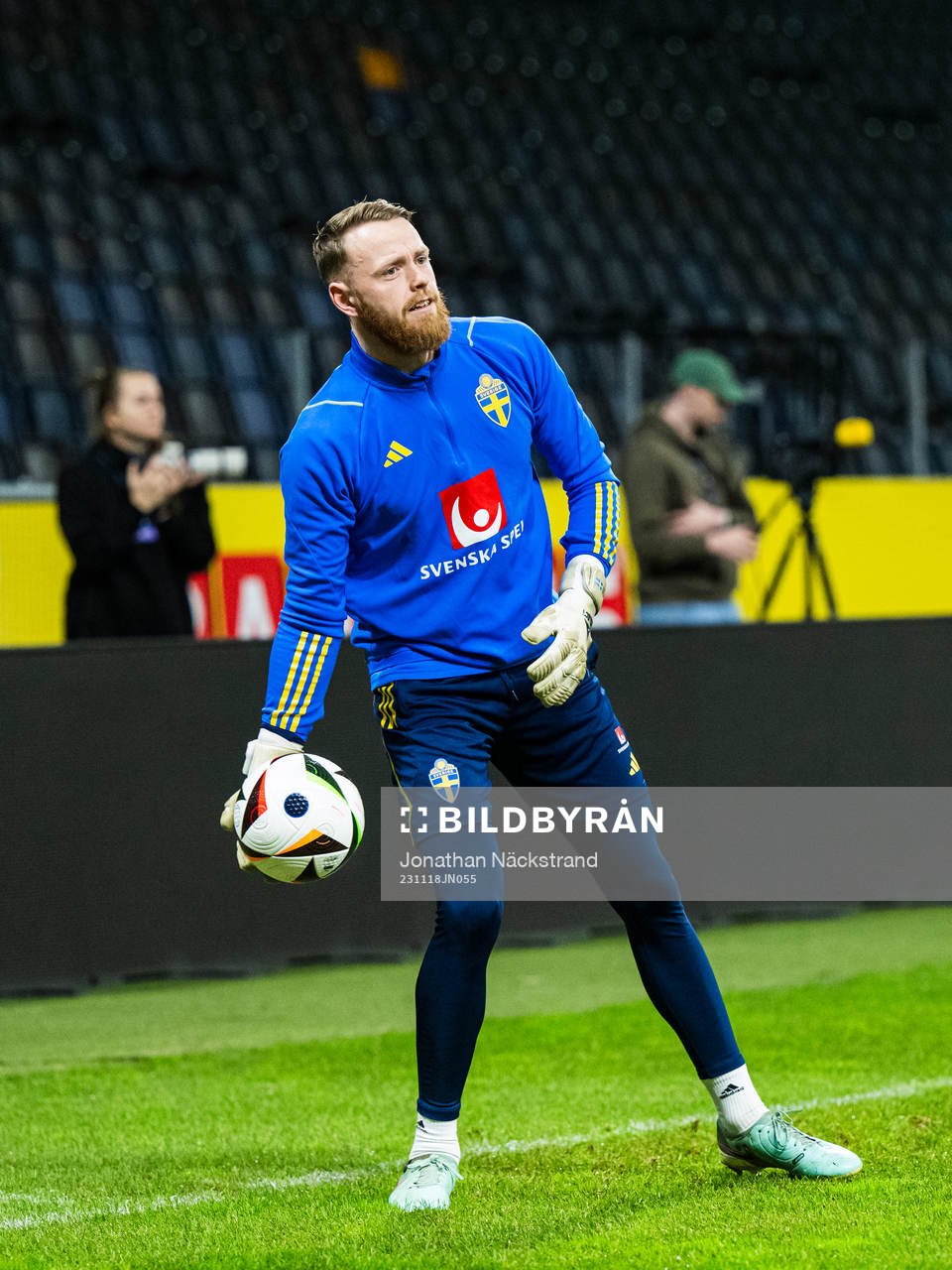 Goalkeeper Viktor Johansson of the Swedish national