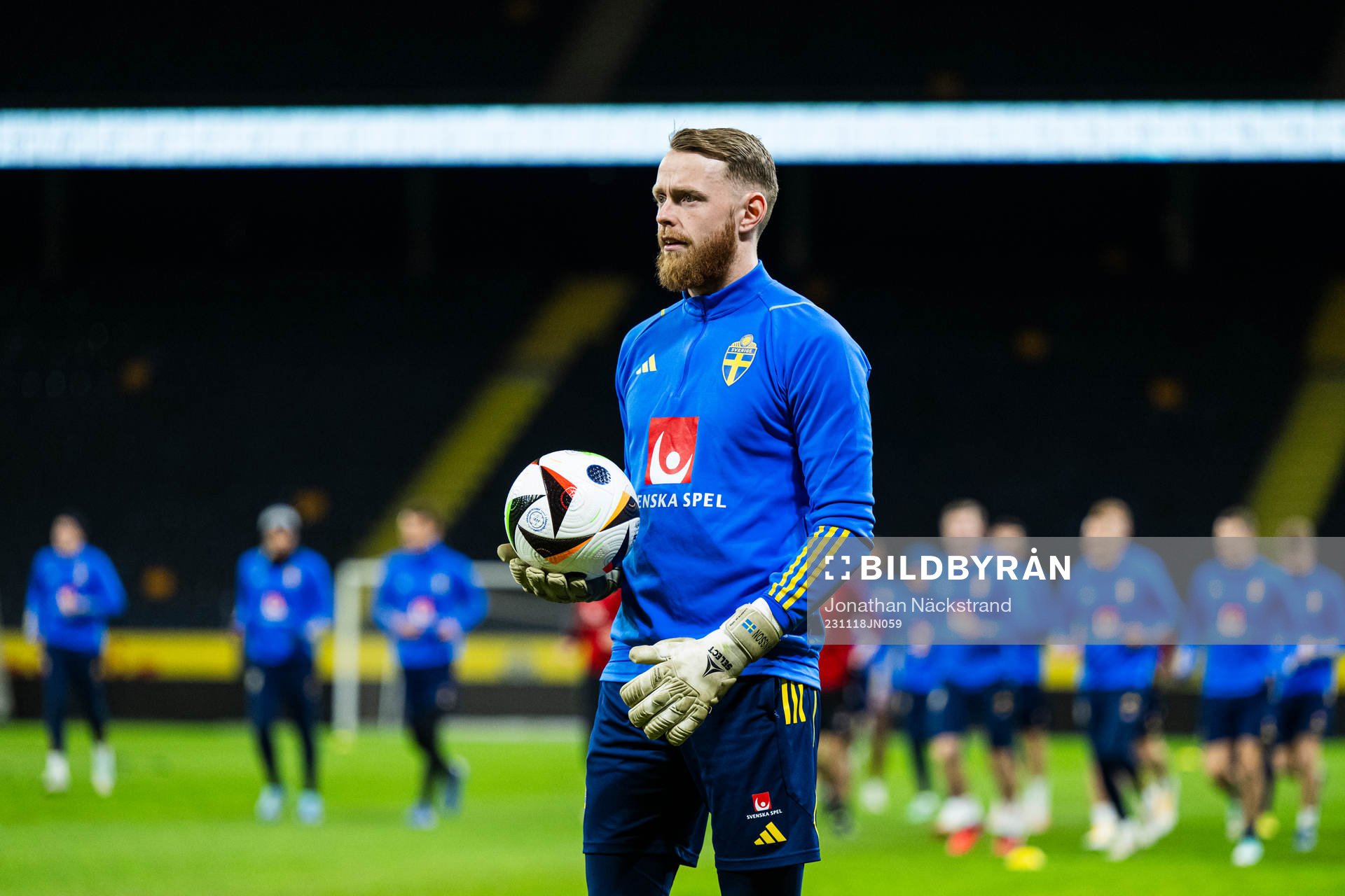 Goalkeeper Viktor Johansson of the Swedish national