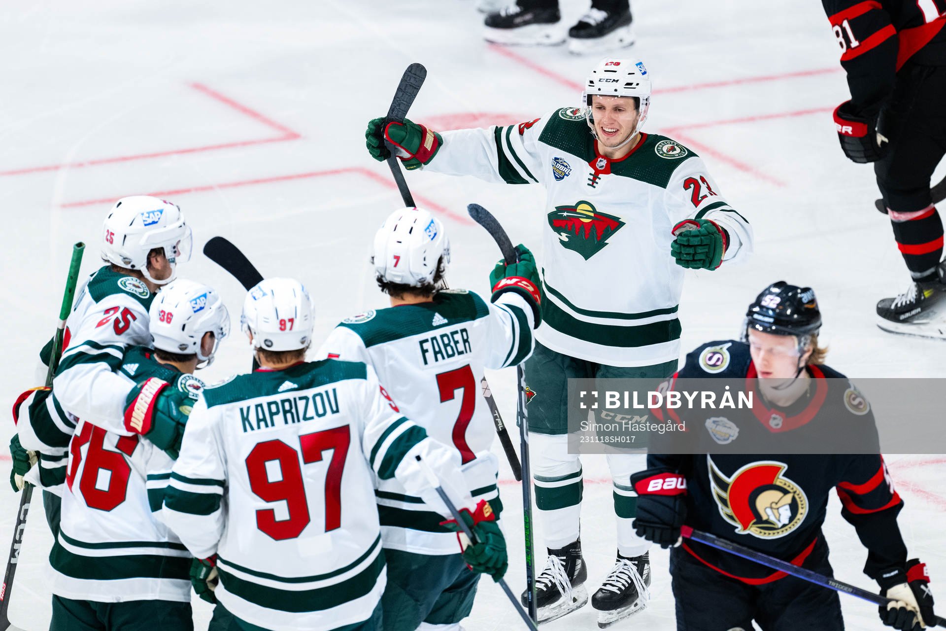 Marco Rossi of Minnesota Wild celebrates