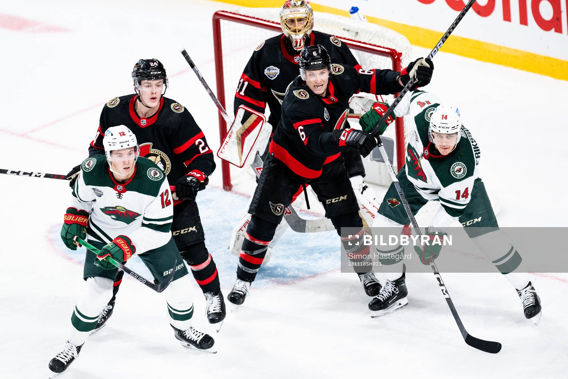 Matt Boldy and Joel Eriksson Ek of Minnesota Wild against