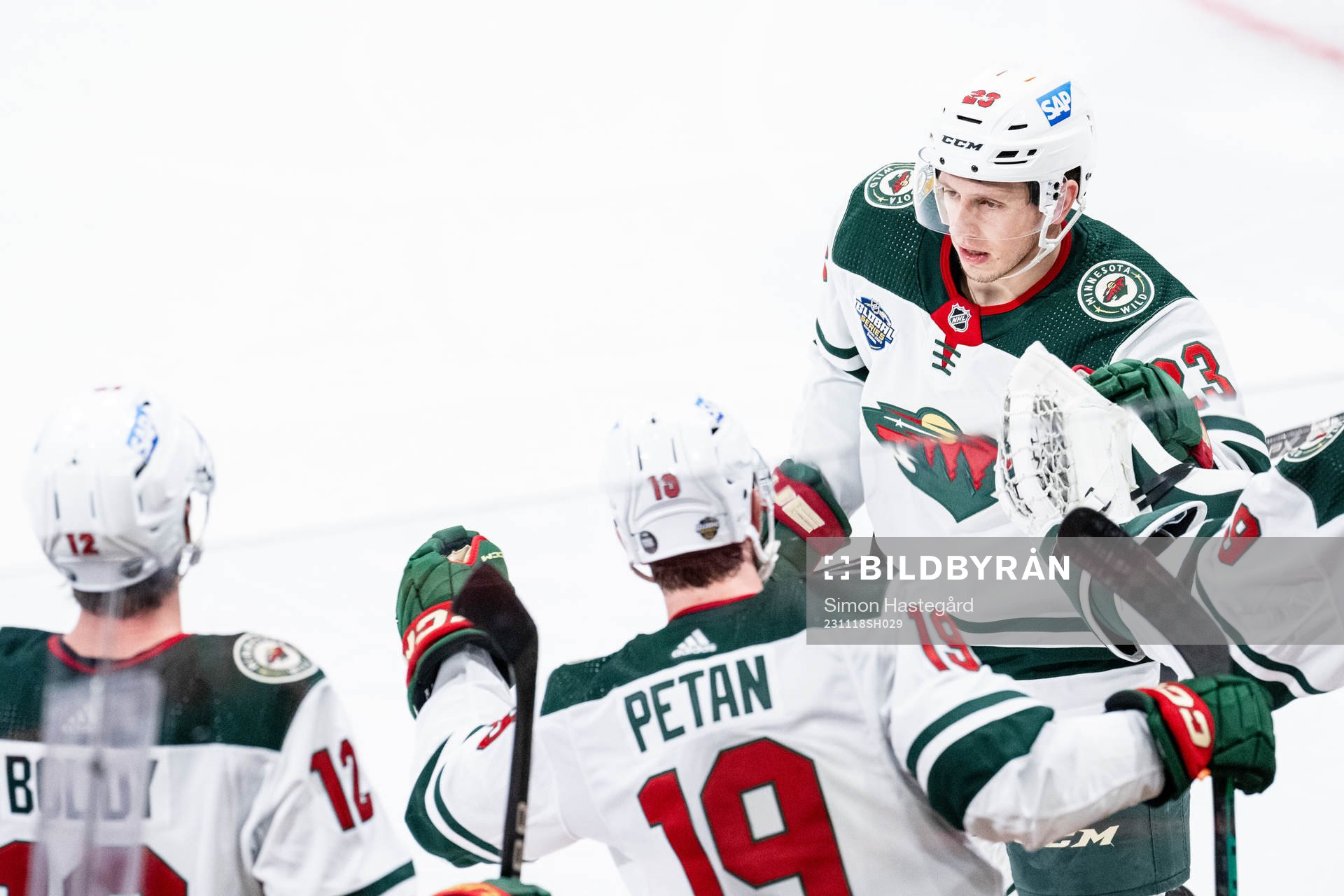 Marco Rossi of Minnesota Wild celebrates the 1-0 goal
