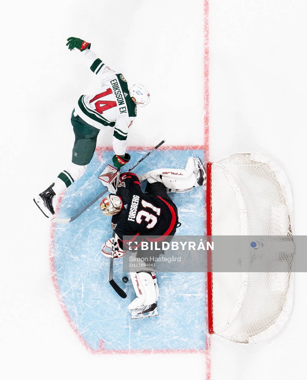 Goaltender Anton Forsberg of Ottawa Senators with the game