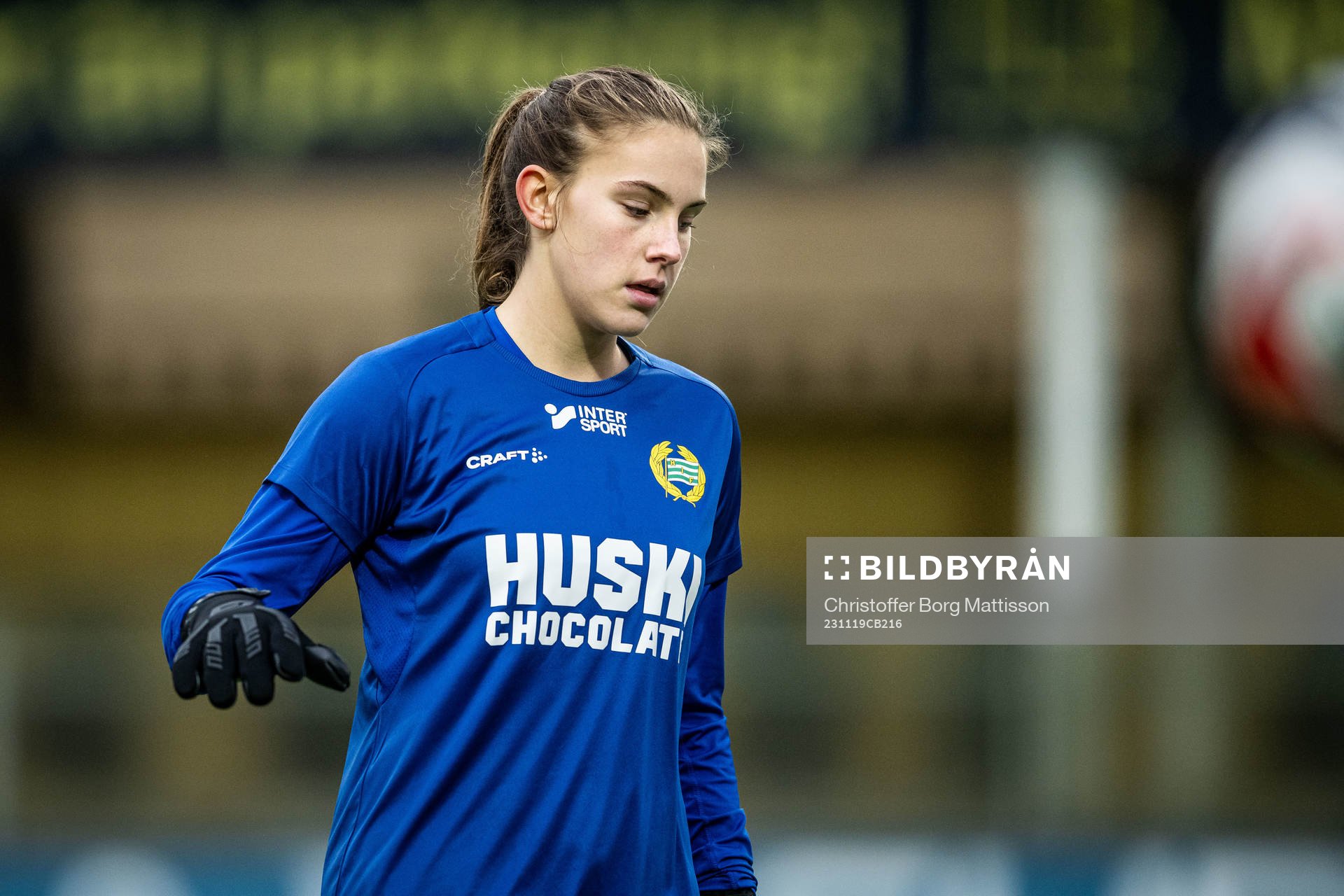 Hammarbys målvakt Nellie Andersson Markovic under finalen i Svenska Spel F19 Slutspel 2023 mellan Umeå och Hammarby den 19 november 2023 i Malmö.