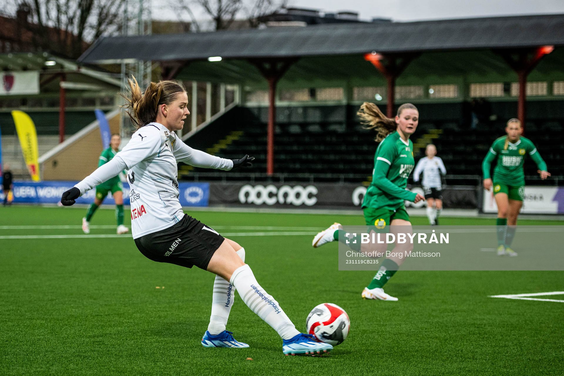 Umeås Elise Johansson under finalen i Svenska Spel F19 Slutspel 2023 mellan Umeå och Hammarby den 19 november 2023 i Malmö. 