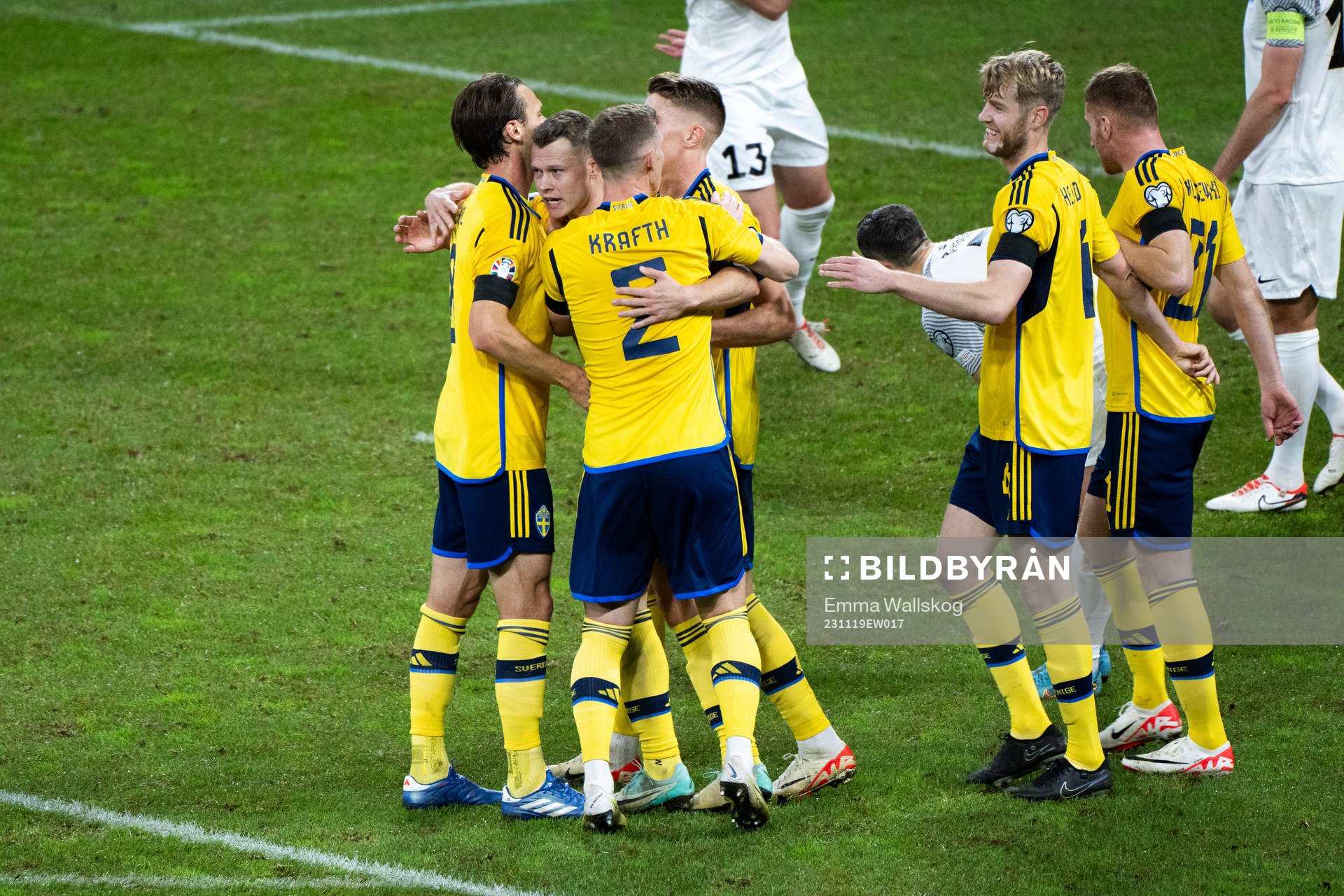 Viktor Claesson of Sweden celebrate with team mates