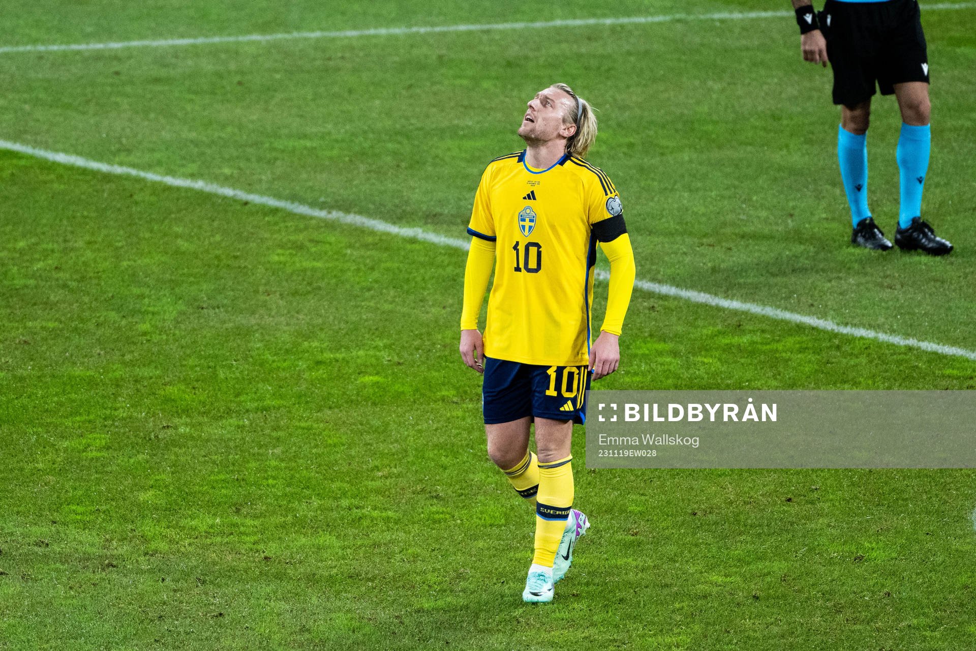 Emil Forsberg of Sweden during the UEFA Euro Qualifier football match between Sweden and Estonia on November 19, 2023 in Stockholm. 