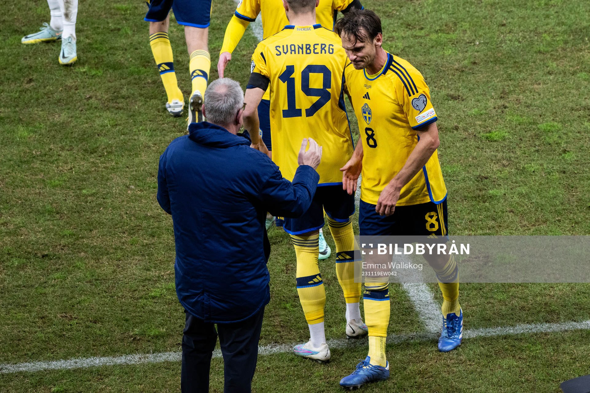 Albin Ekdal of Sweden is exchanged