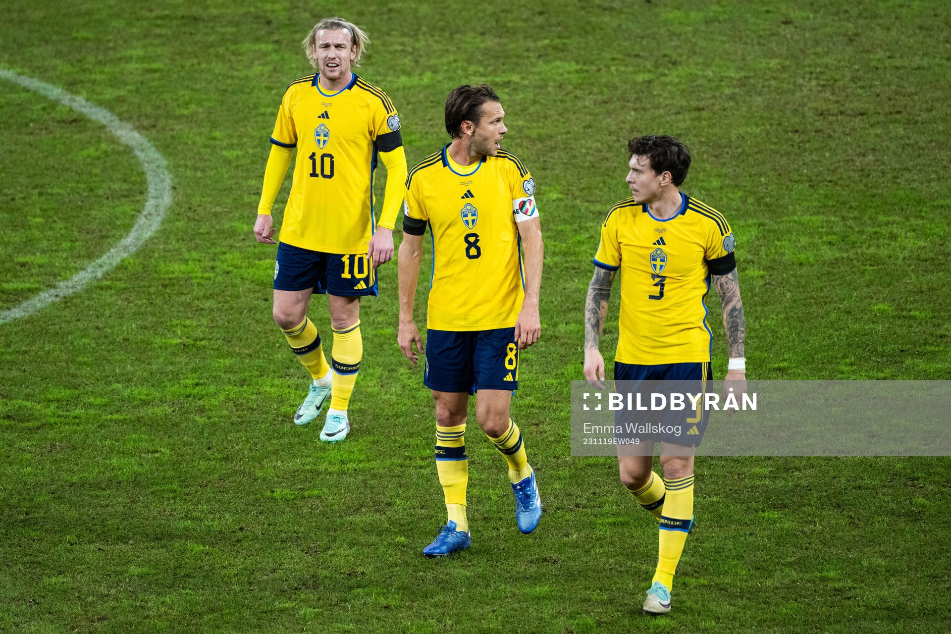 Emil Forsberg, Albin Ekdal and Victor Nilsson Lindelöf of
