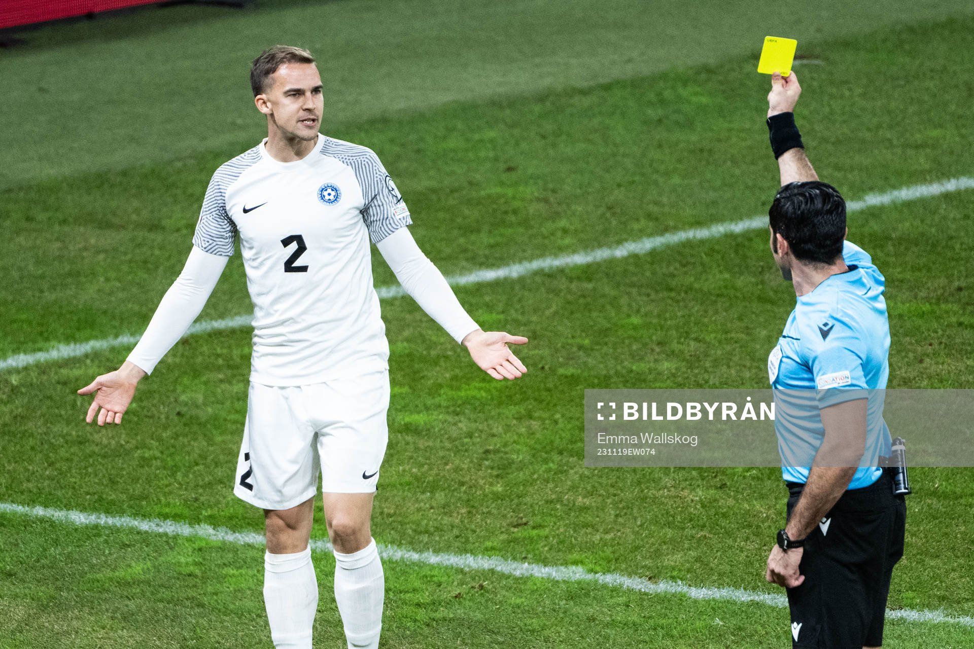 Märten Kuusk of Estonia reacts to Referee Fabio Maresca