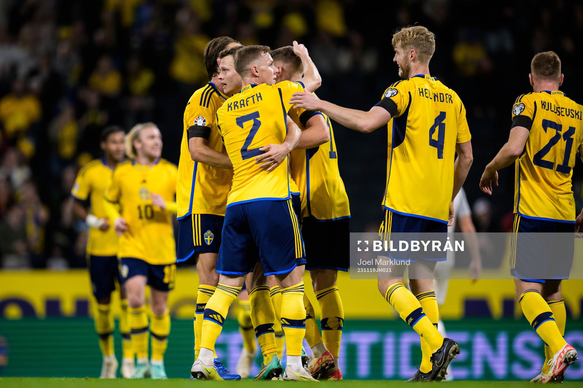 Viktor Claesson of Sweden celebrates the 1-0 goal