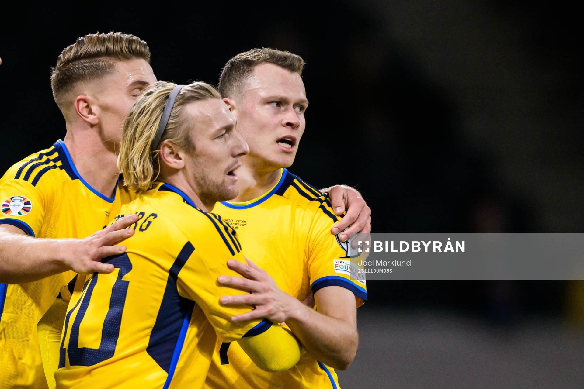 Viktor Gyökeres, Emil Forsberg, and Viktor Claesson of