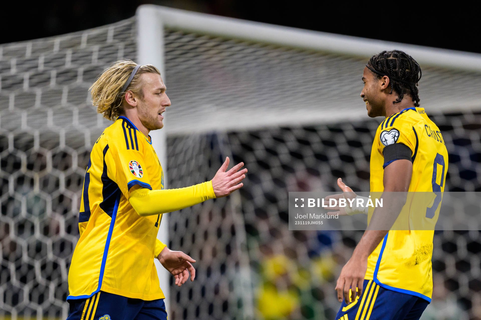Emil Forsberg and Jens Cajuste of Sweden celebrates the 2-0