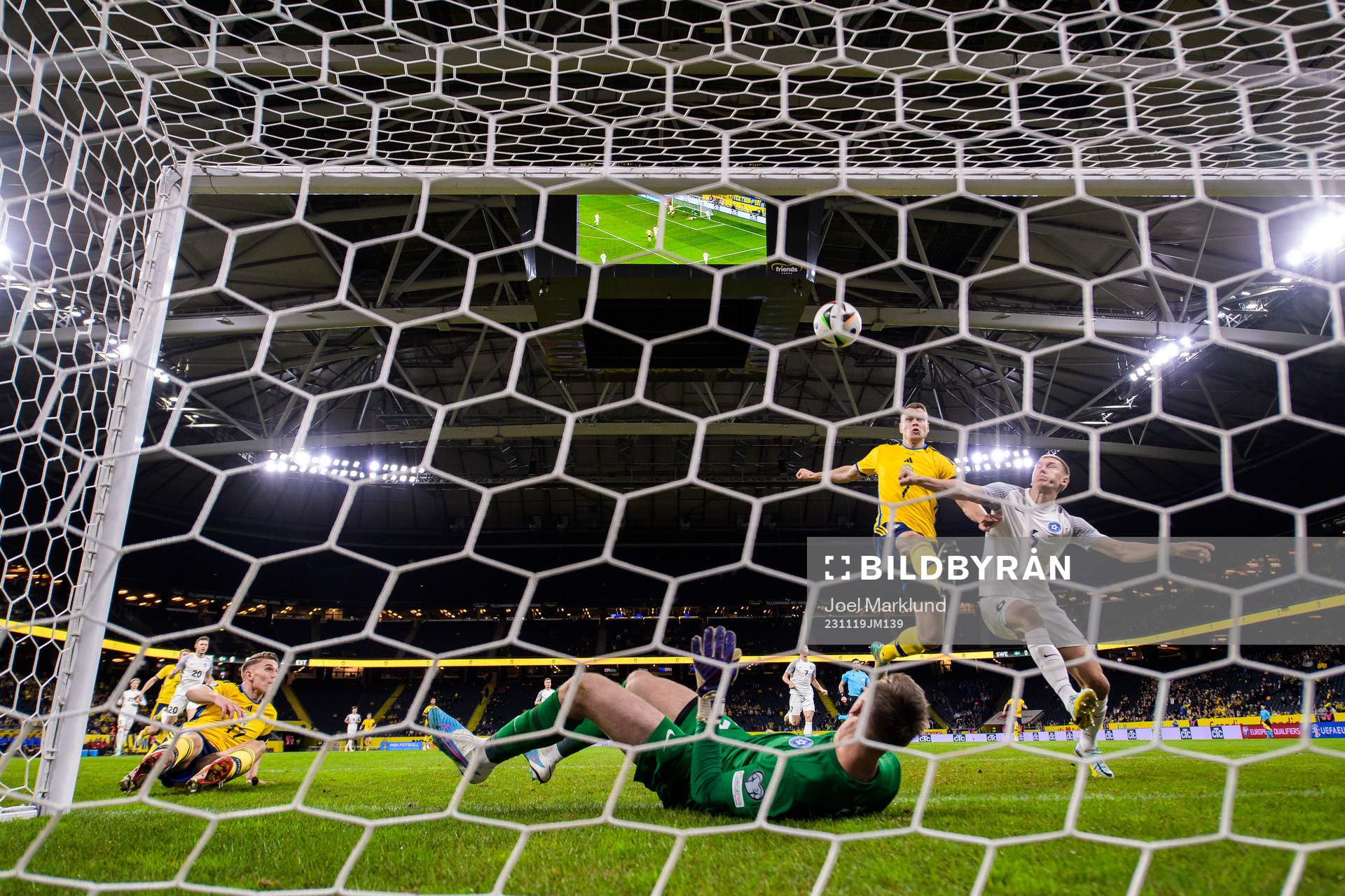 Viktor Gyökeres and Viktor Claesson of Sweden in action
