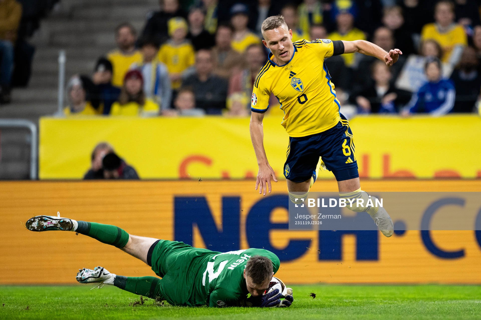 Goalkeeper Karl Jakob Hein of Estonia and Ludwig