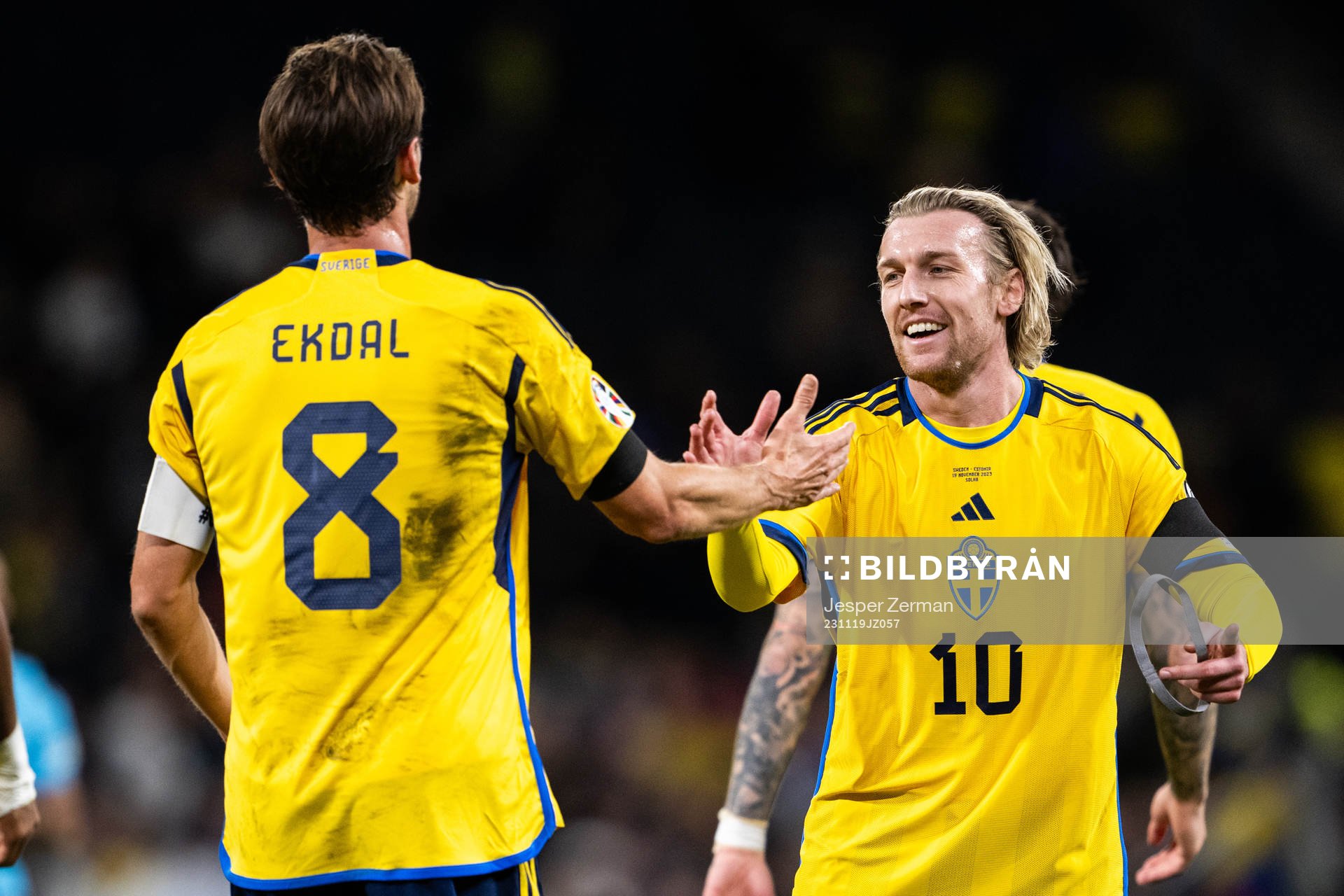 Emil Forsberg Sweden celebrate with Albin Ekdal