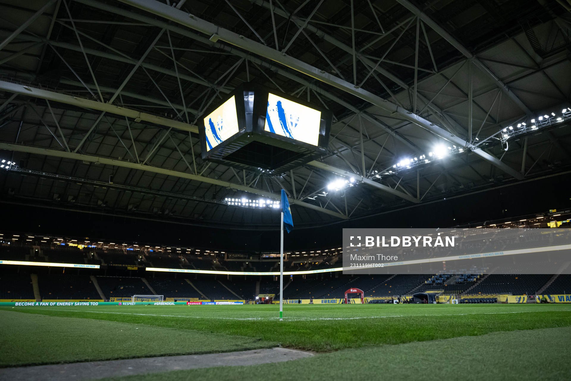 General interior view over Friends Arena ahead of the UEFA Euro Qualifier football match between Sweden and Estonia on November 19, 2023 in Stockholm.