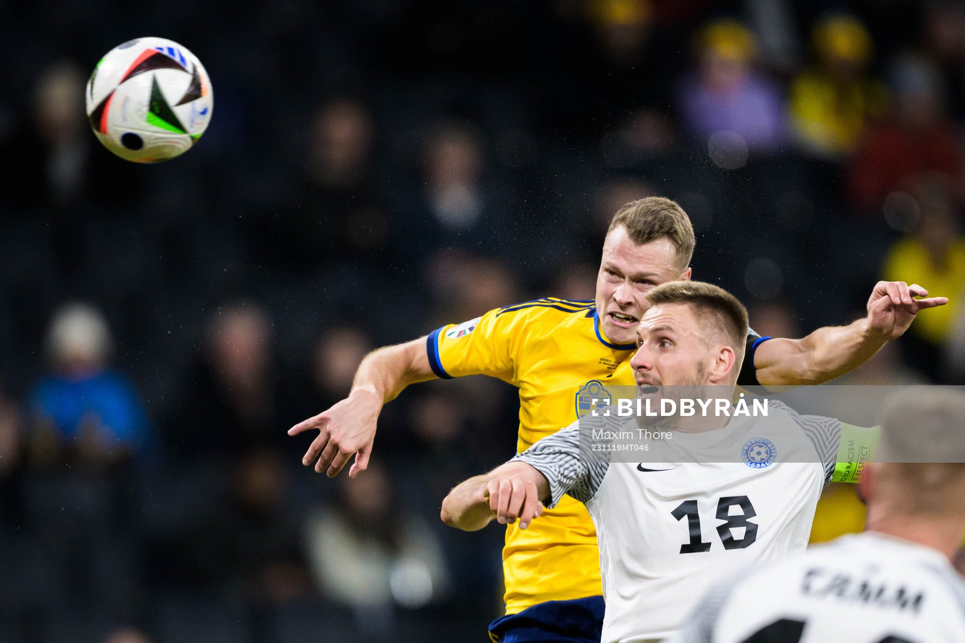 Viktor Claesson of Sweden scores the 1-0 goal behind Karol