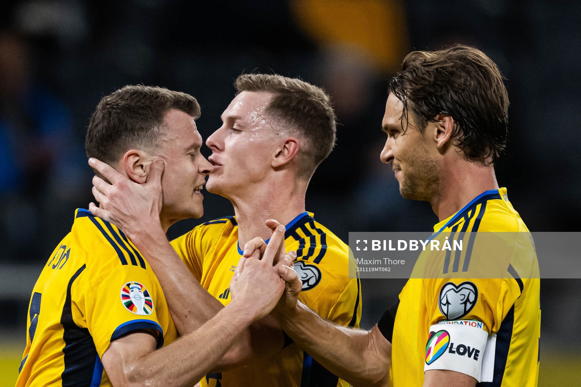 Viktor Claesson, Emil Krafth and Albin Ekdal of Sweden