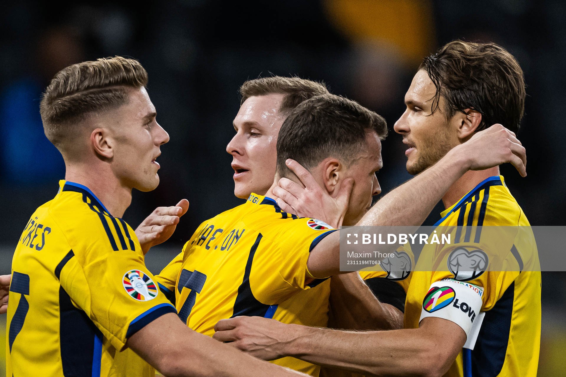 Viktor Claesson, Emil Krafth and Albin Ekdal of Sweden