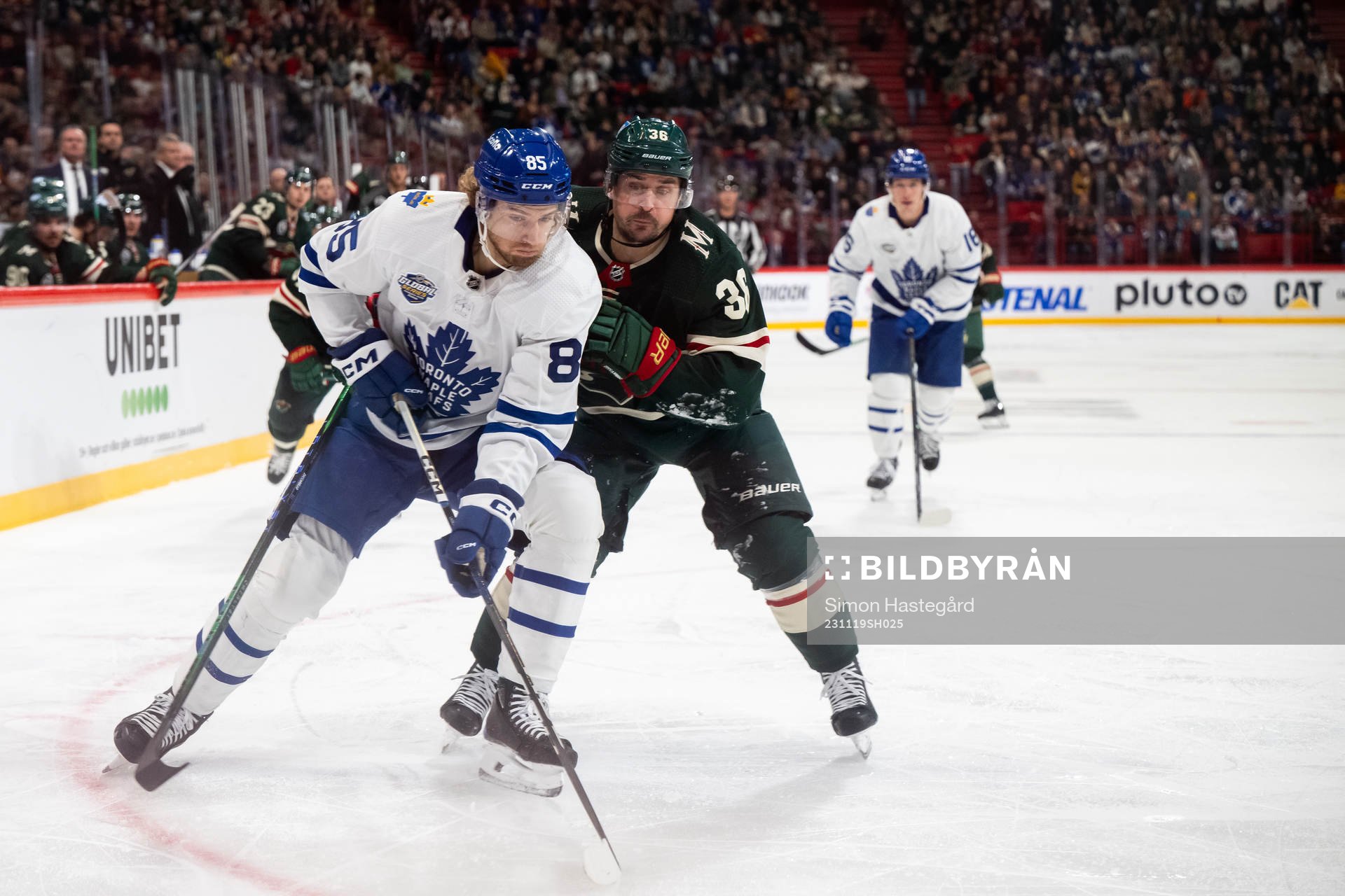 William Lagesson of Toronto Maple Leafs and Mats Zuccarello