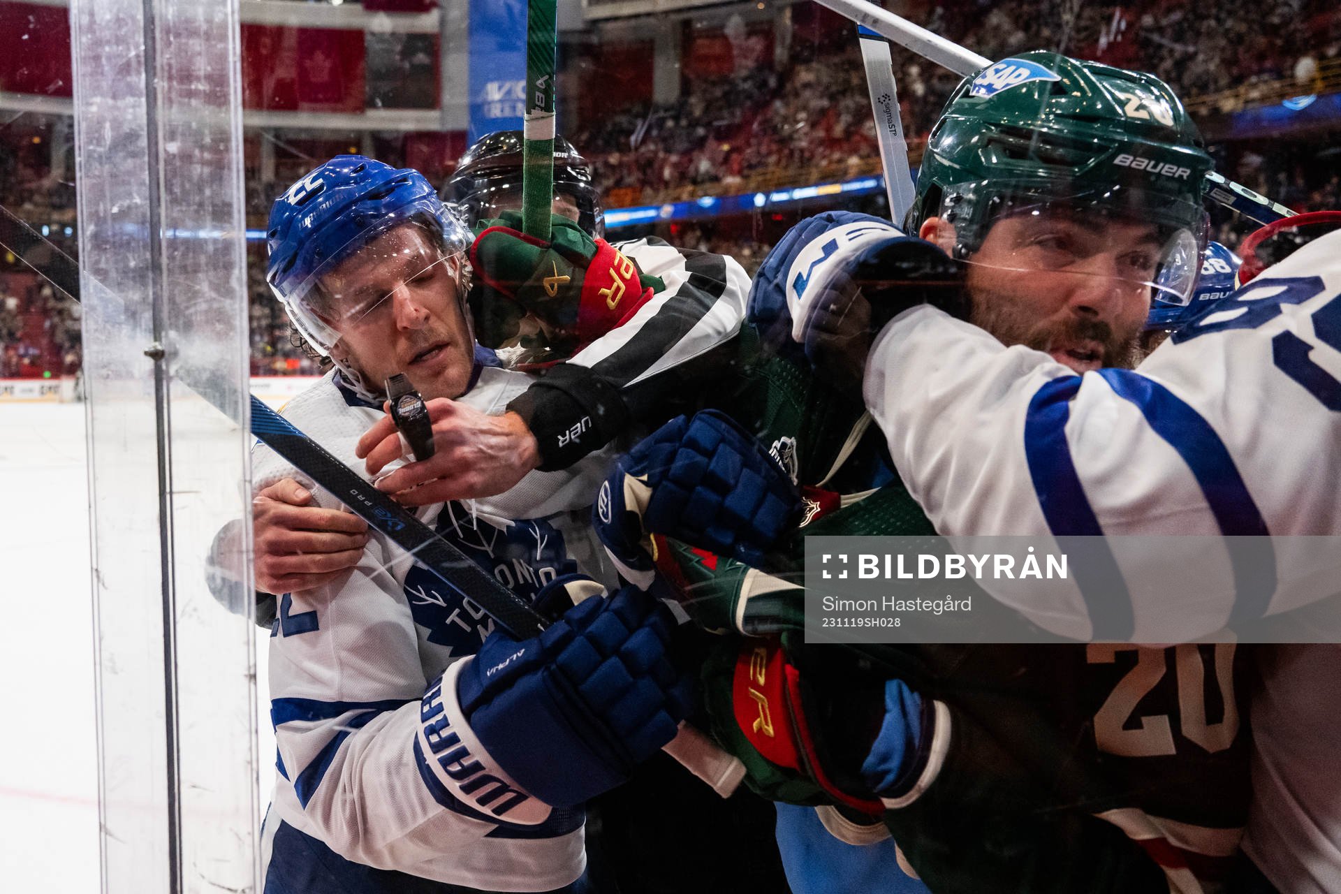 Jake McCabe of Toronto Maple Leafs and Pat Maroon of