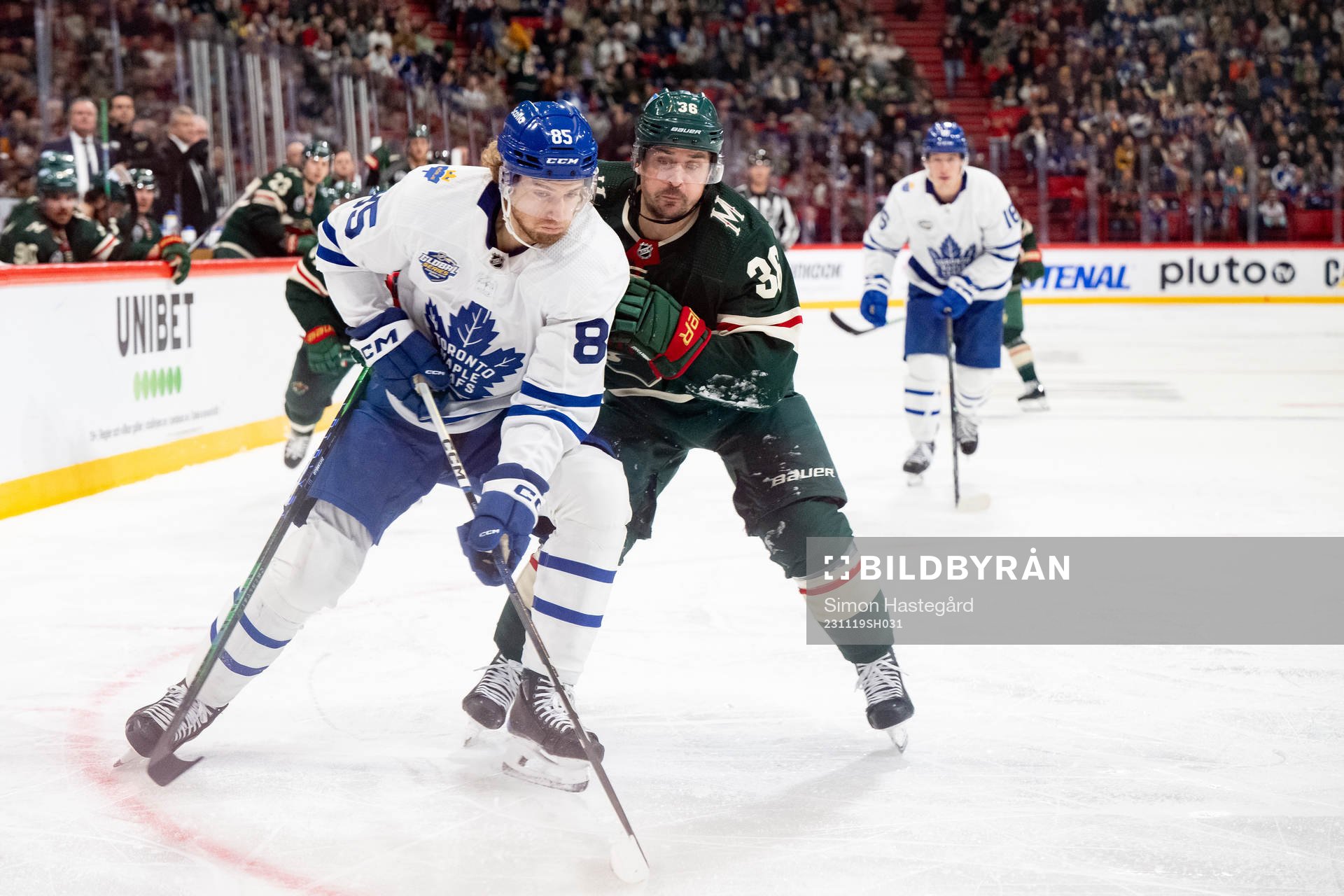 William Lagesson of Toronto Maple Leafs and Mats Zuccarello