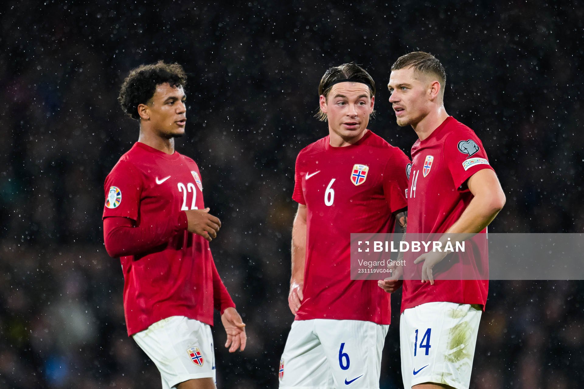 Oscar Bobb, Patrick Berg and Julian Ryerson of Norway