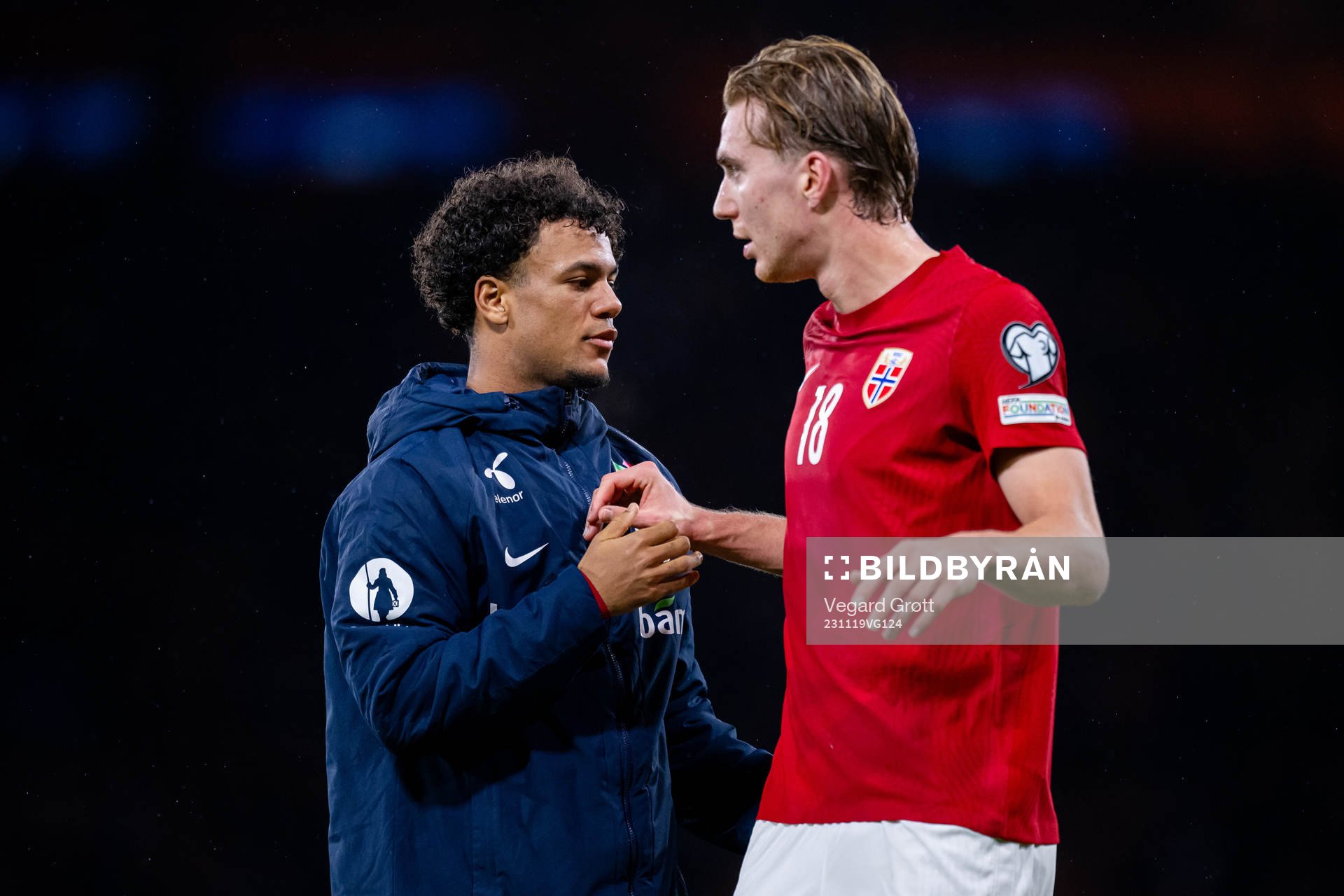 Oscar Bobb and Kristian Thorstvedt of Norway