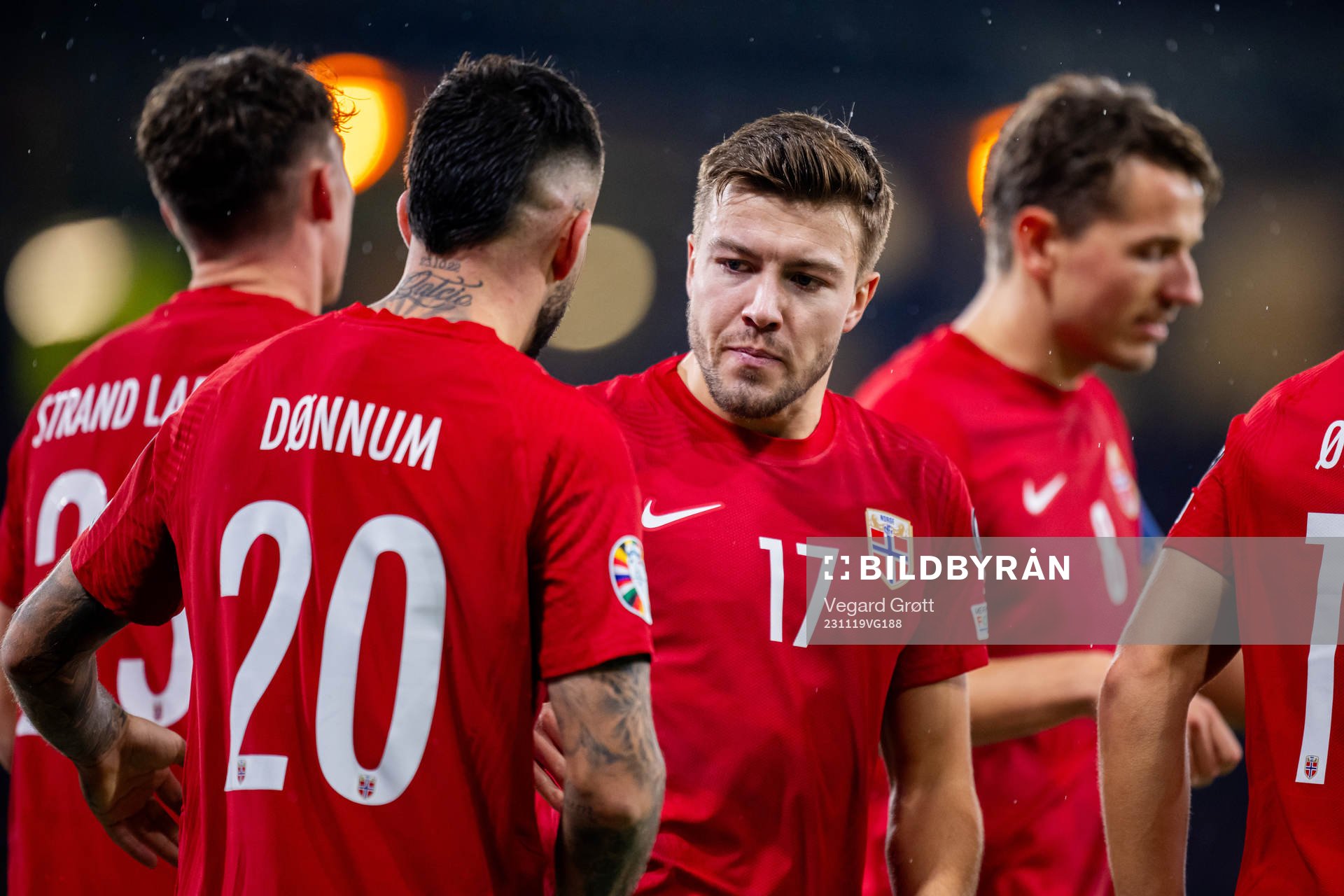Aron Dønnum of Norway celebrates with Fredrik André