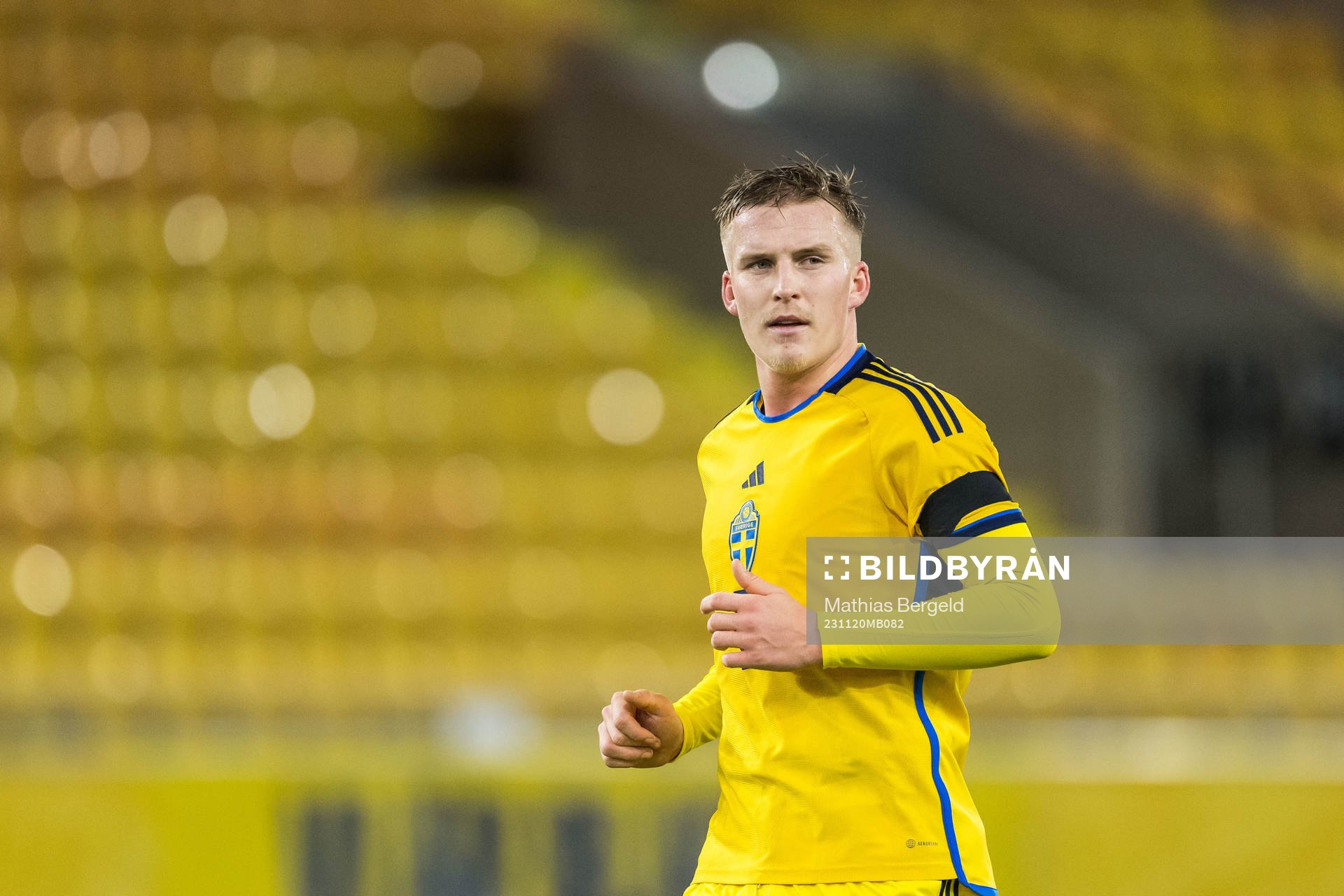 Casper Widell of Sweden during the UEFA European Under-21 Qualifier football match between Sweden and Netherlands on November 20, 2023 in Borås. 