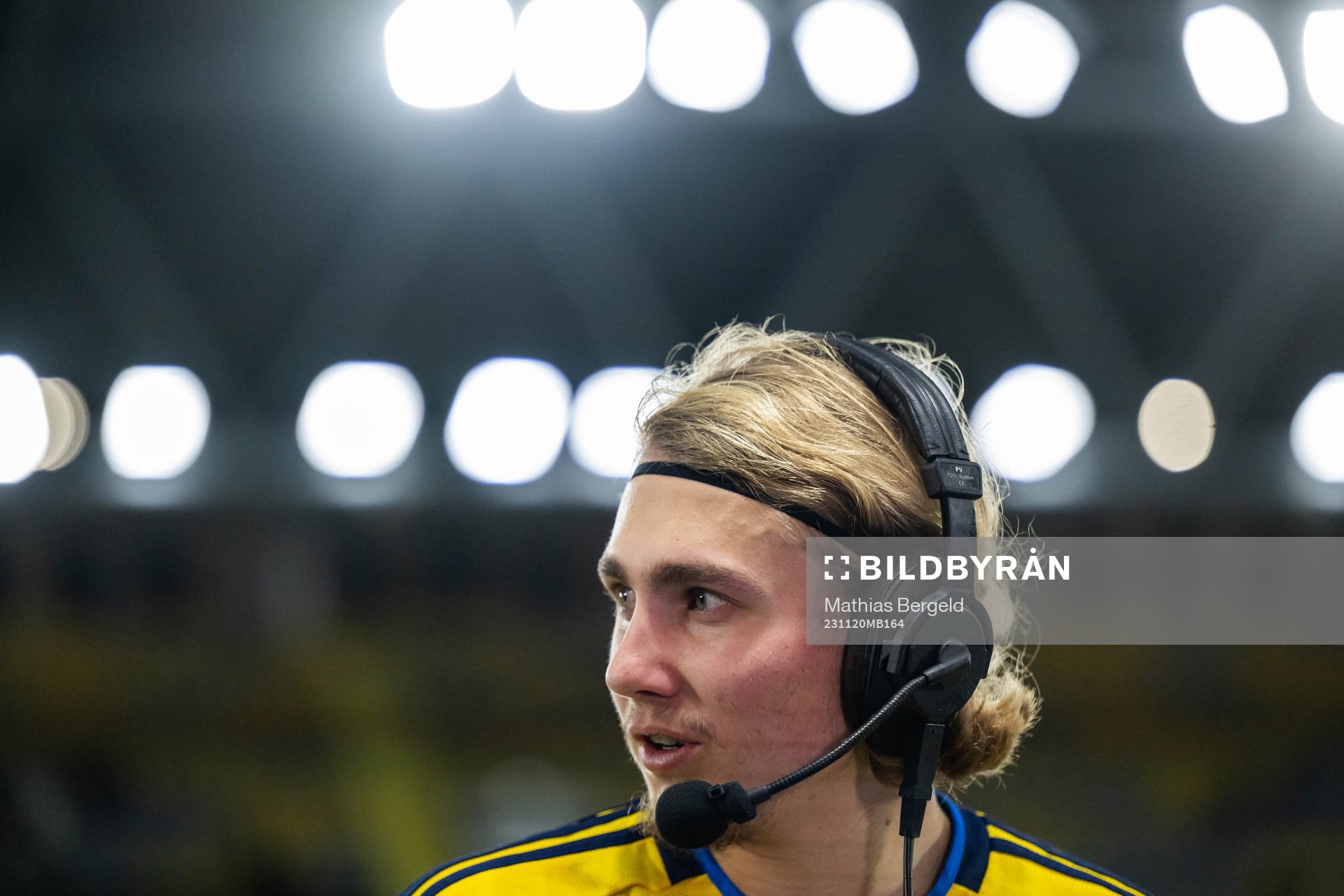 Sebastian Nanasi of Sweden is interviewed at half time