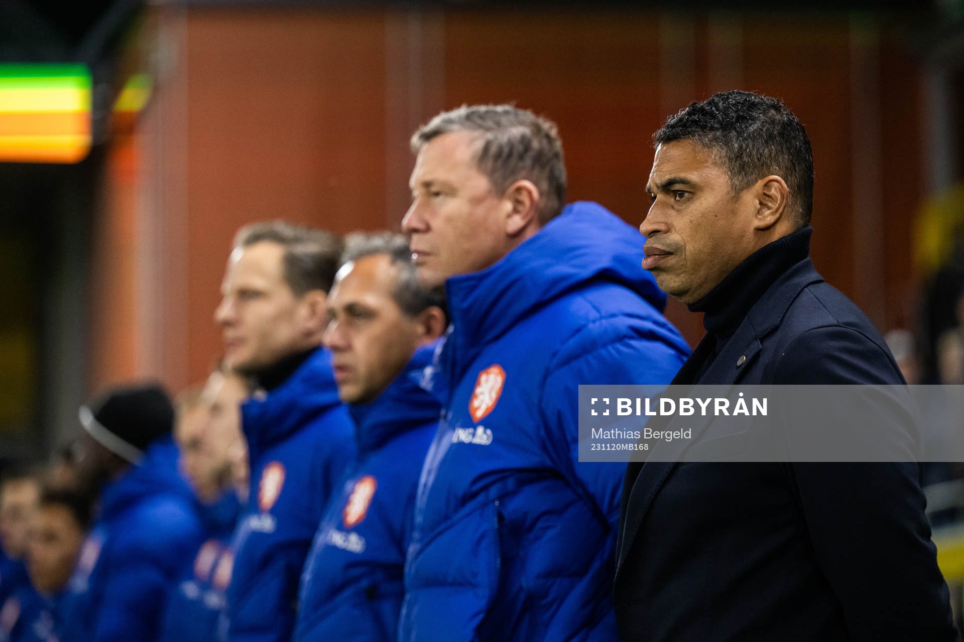 Head coach Michael Reiziger of Netherlands during line-up ahead of the UEFA European Under-21 Qualifier football match between Sweden and Netherlands on November 20, 2023 in Borås.