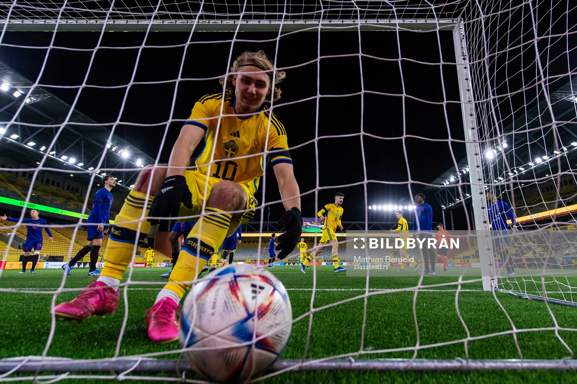 Sebastian Nanasi of Sweden gets the ball in the net
