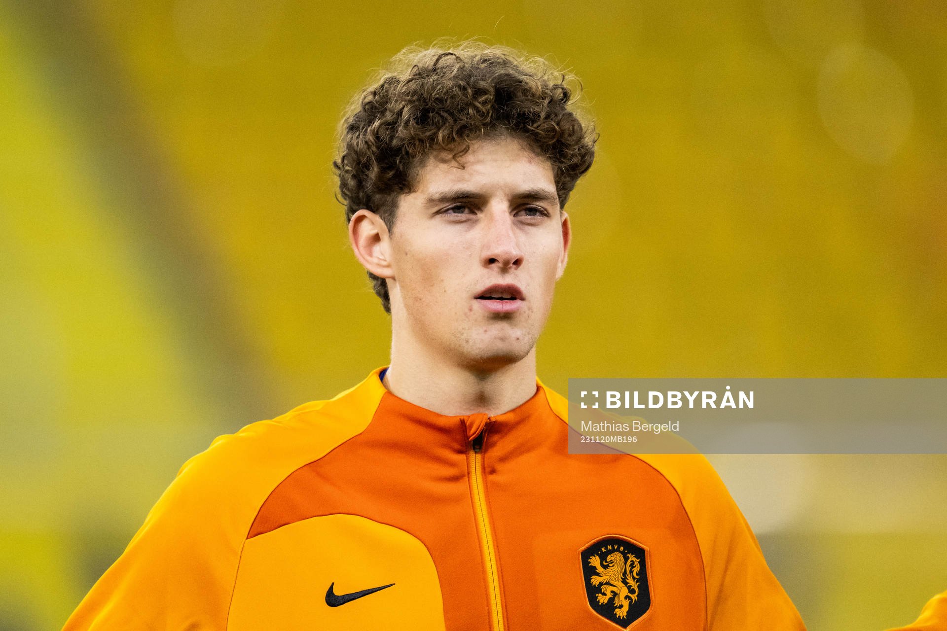 Ruben Van Bommel of Netherlands during line-up ahead of the UEFA European Under-21 Qualifier football match between Sweden and Netherlands on November 20, 2023 in Borås.