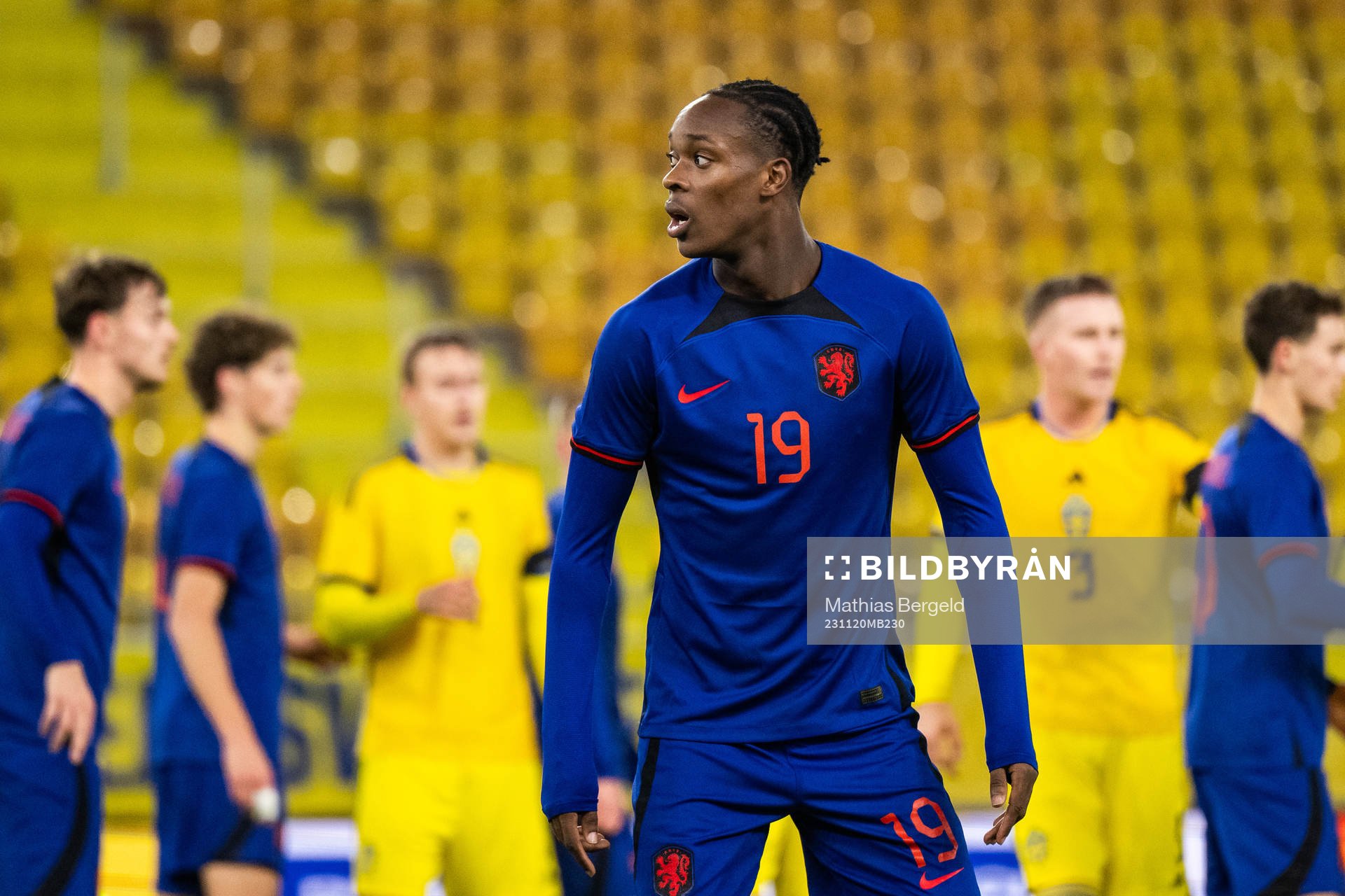 Emanuel Emegha of Netherlands during the UEFA European Under-21 Qualifier football match between Sweden and Netherlands on November 20, 2023 in Borås.