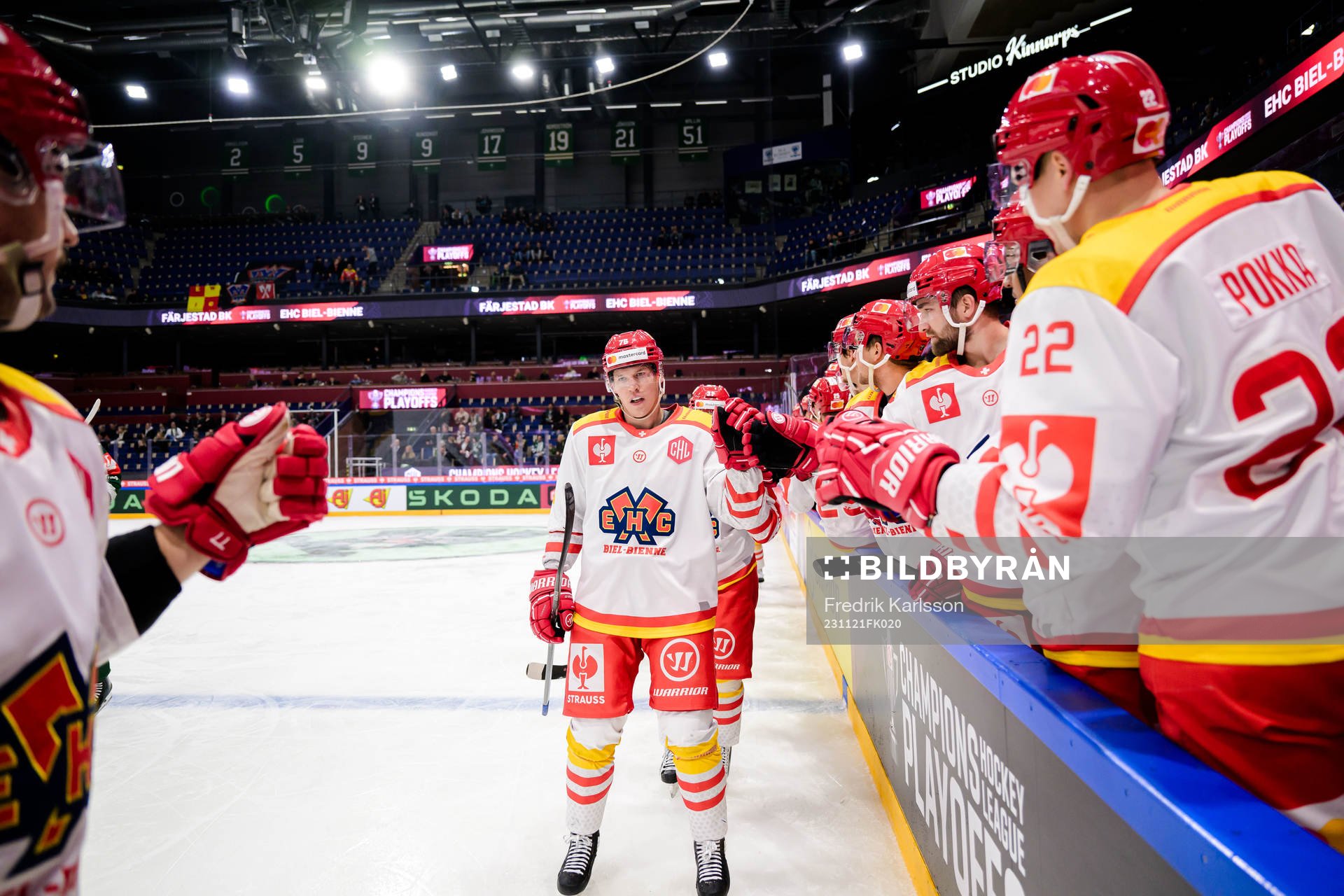 Jere Sallinen of EHC Biel-Bienne celebrates