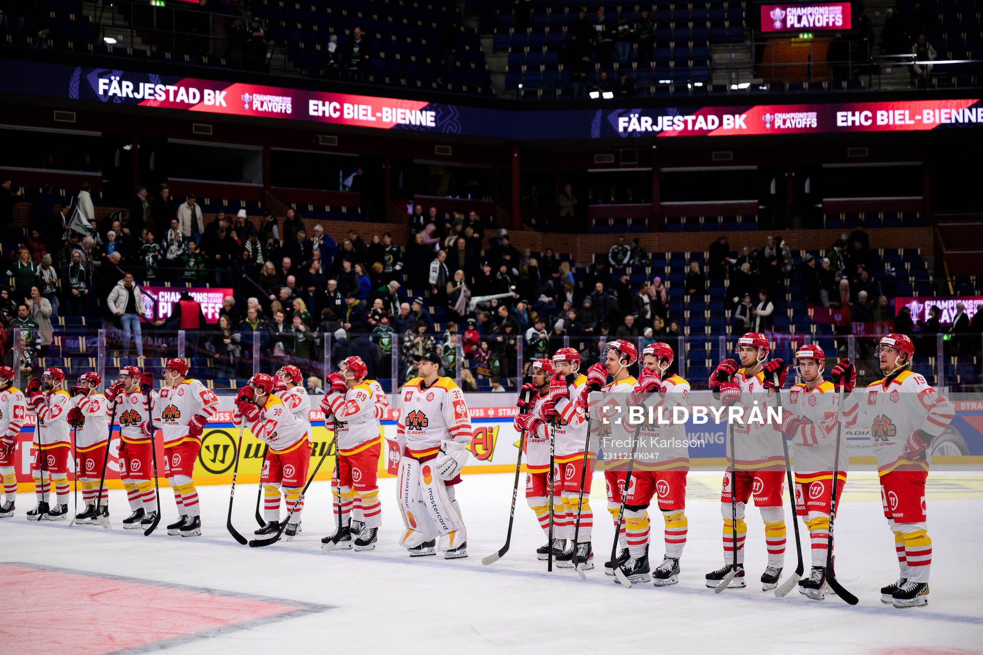 Players of EHC Biel Bienne looks dejected