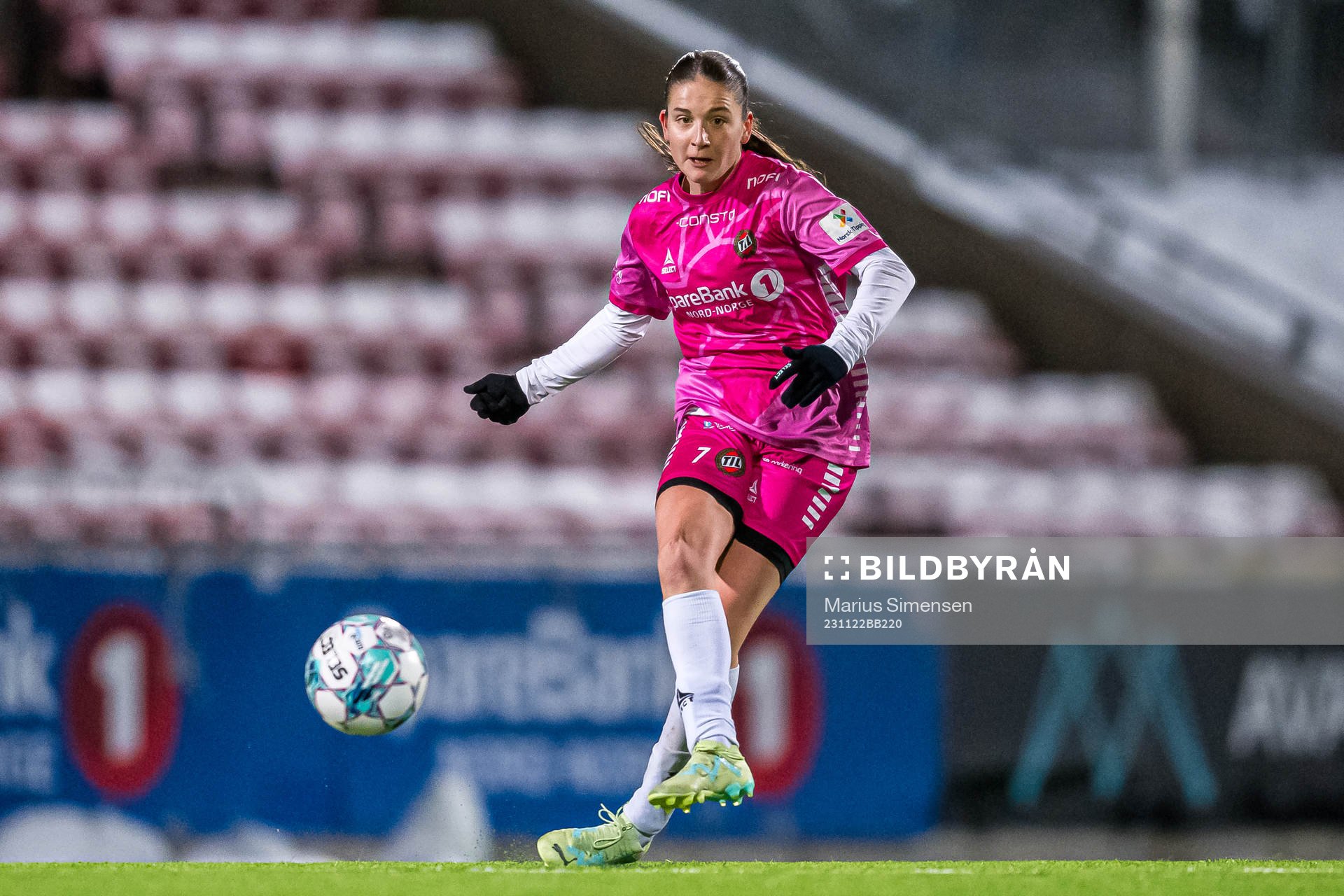 Naina Maria Inauen of TIL 2020 during the Toppserien playoff football match between TIL 2020 and Avaldsnes on November 22, 2023 in Tromsø.