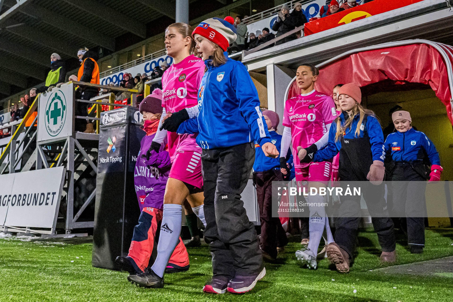 Mali Motrøen Trøan of TIL 2020 ahead of the Toppserien playoff football match between TIL 2020 and Avaldsnes on November 22, 2023 in Tromsø.