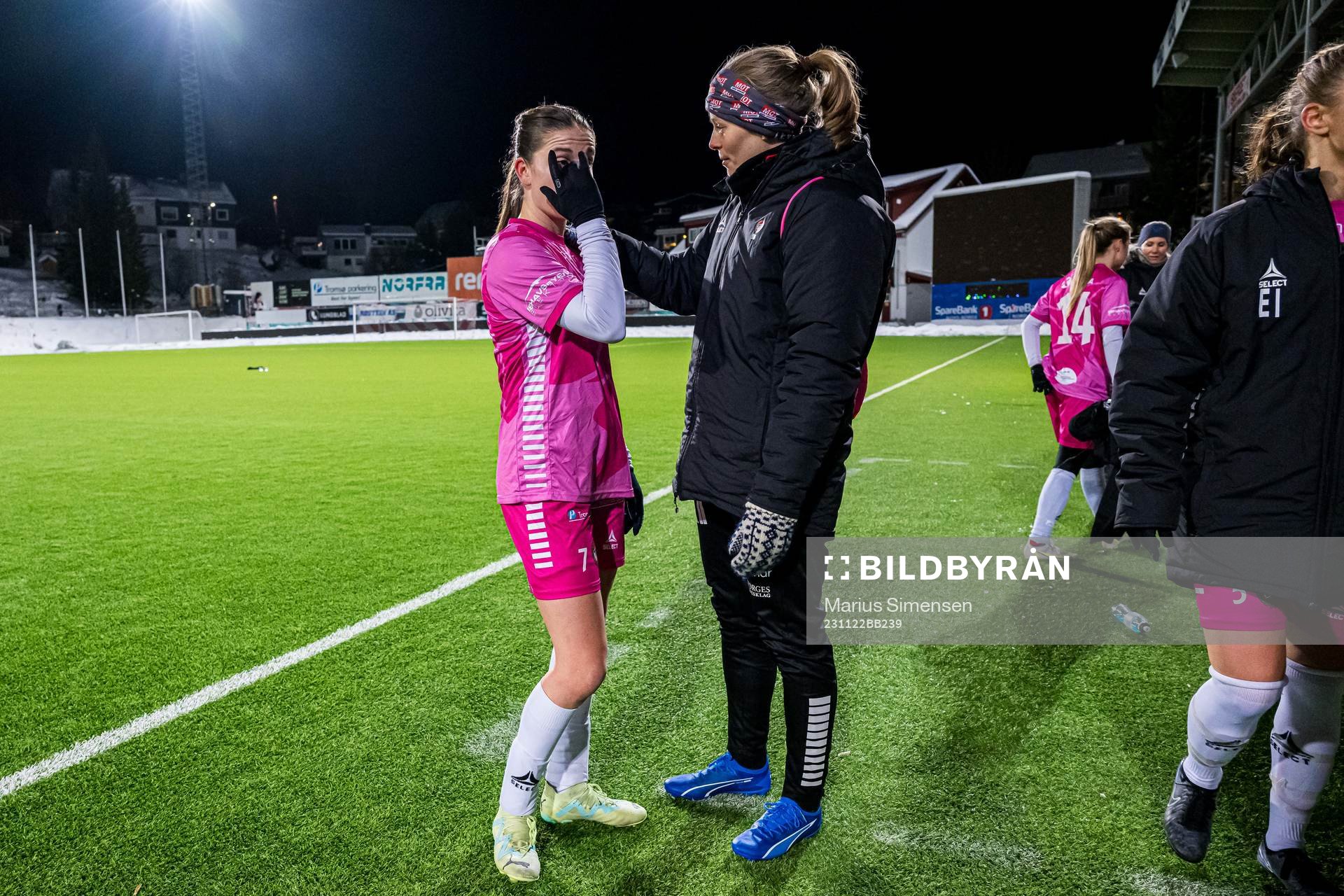 Naina Maria Inauen of TIL 2020 looks dejected after the Toppserien playoff football match between TIL 2020 and Avaldsnes on November 22, 2023 in Tromsø.