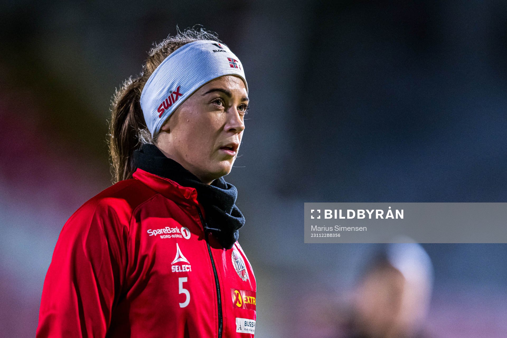 Oda Lillegård of TIL 2020 ahead of the Toppserien playoff football match between TIL 2020 and Avaldsnes on November 22, 2023 in Tromsø.