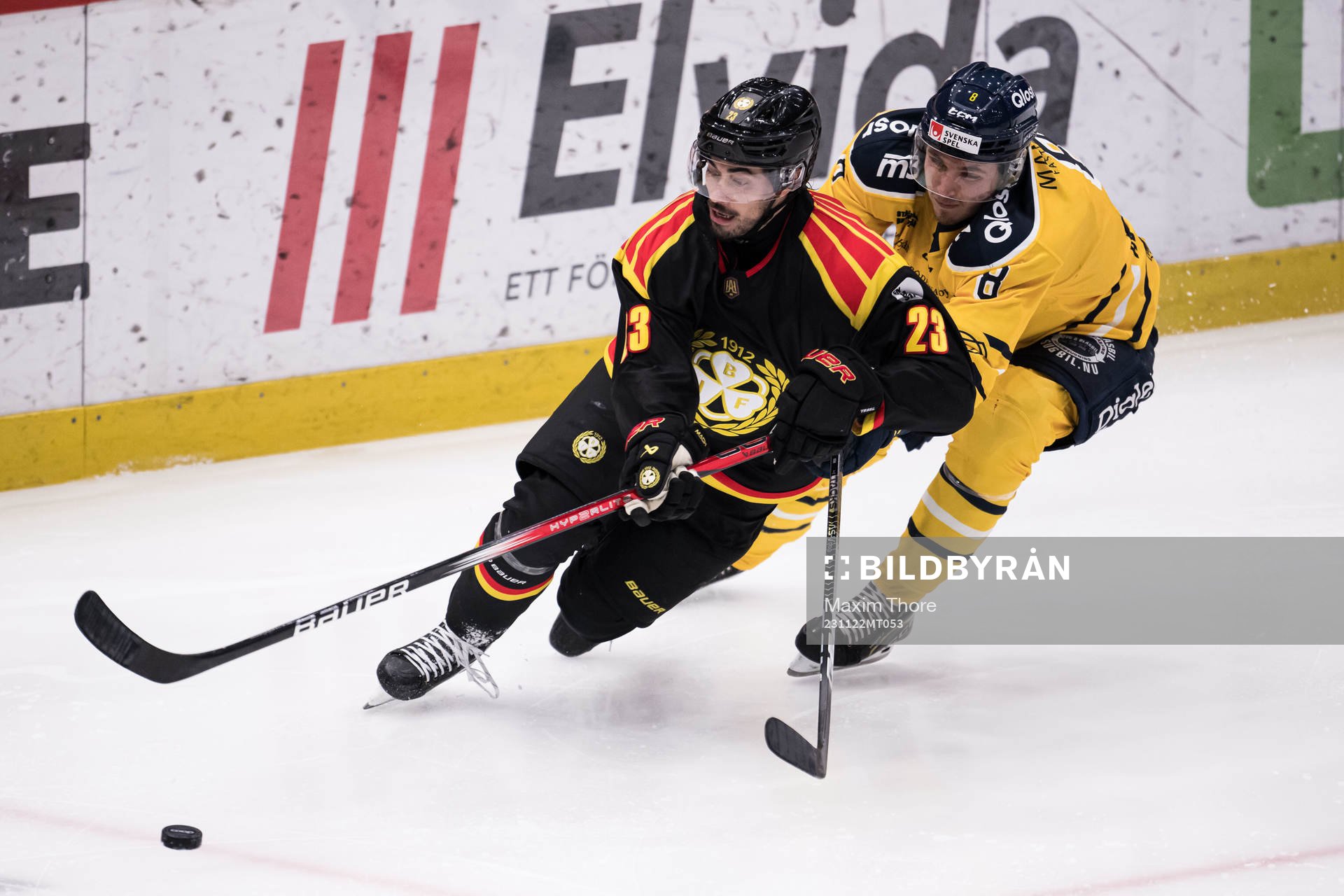 Brynäs IFs Tyler Vesel och Södertälje SKs William Wiå