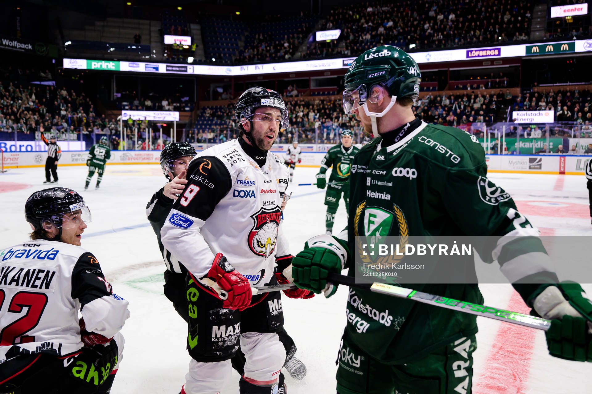 Malmö Redhawks Alan Quine och Färjestads Marcus Westfält
