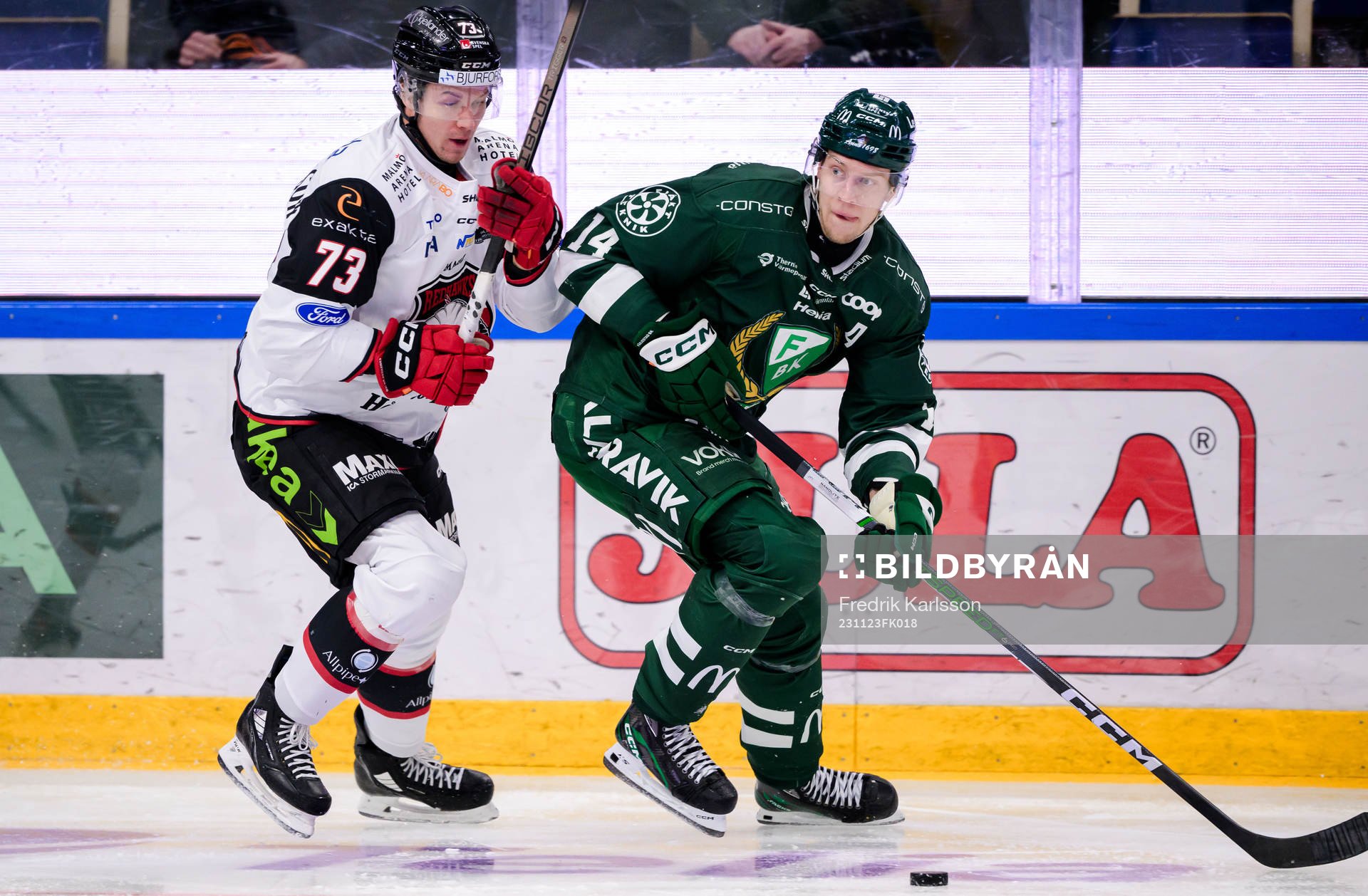 Malmö Redhawks Adam Ollas Mattsson och Färjestads Victor