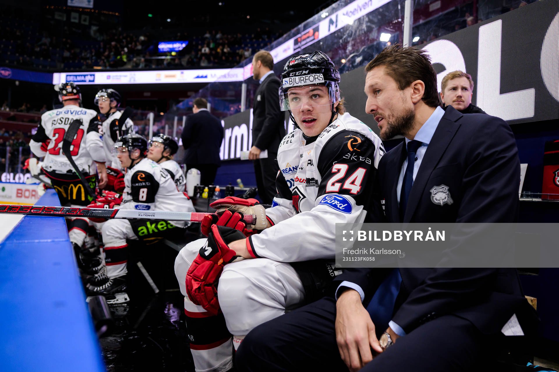 Malmö Redhawks Anton Wahlberg och Malmö Redhawks tränare