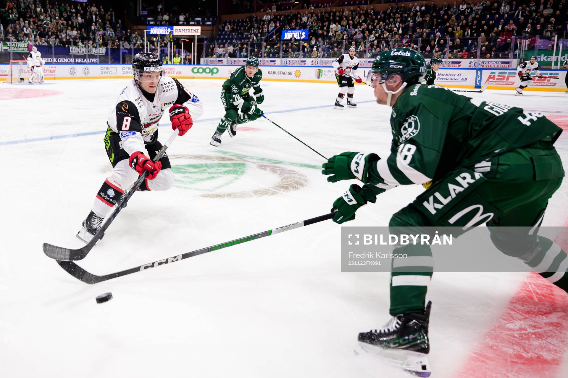 Malmö Redhawks Johan Olofsson och Färjestads Mattias